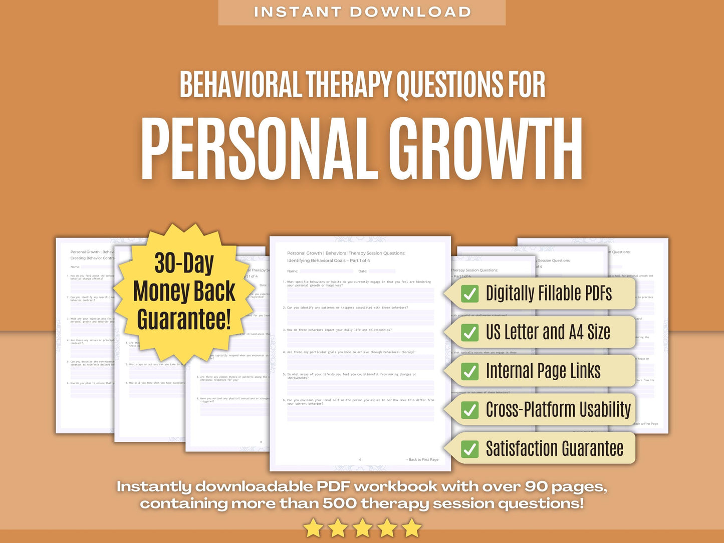 Personal Growth Behavioral Therapy Psychology Workbooks