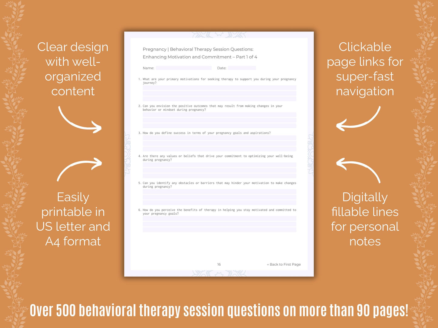 Pregnancy Behavioral Therapy Counseling Templates