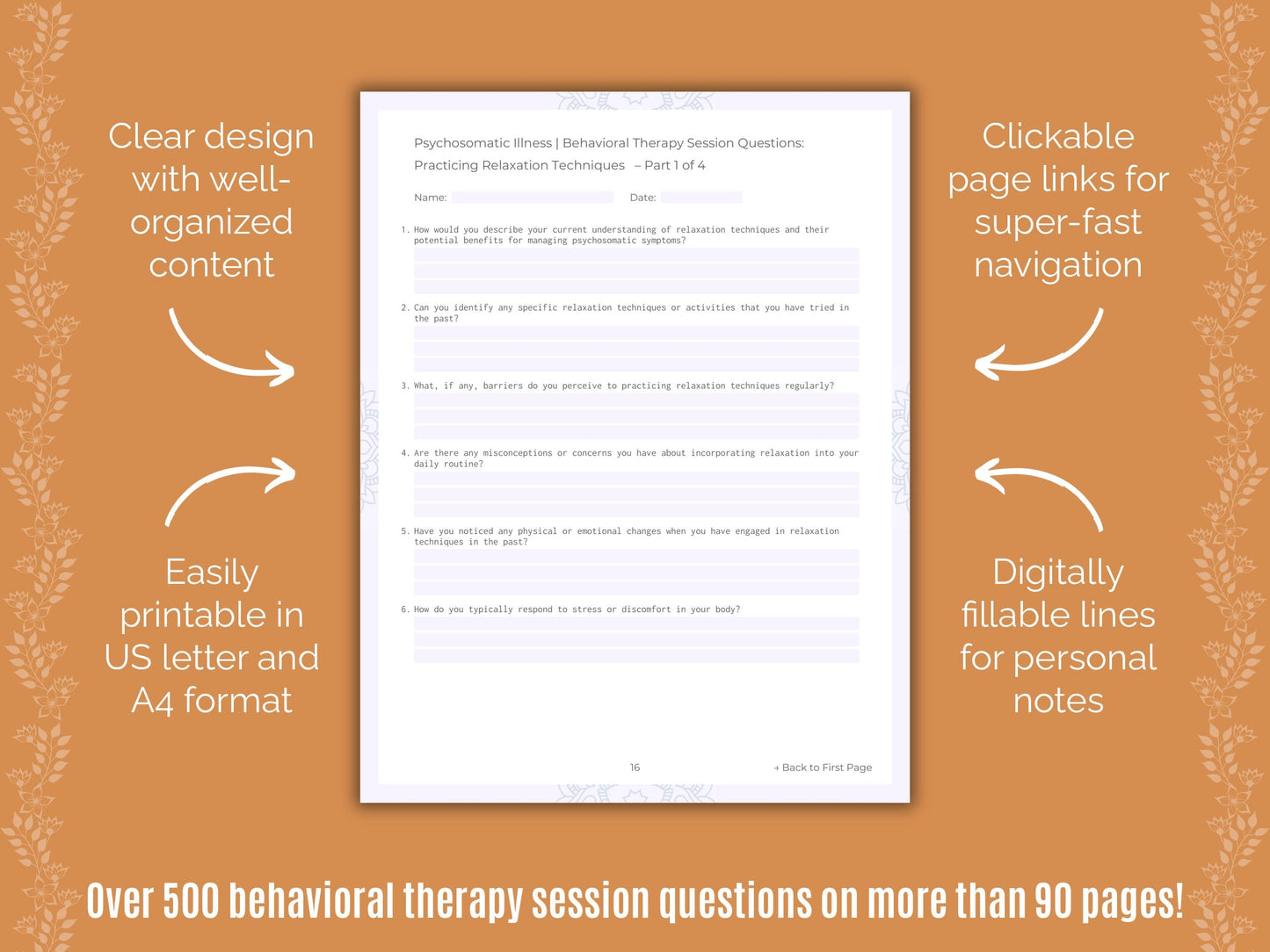 Psychosomatic Illness Behavioral Therapy Counseling Templates