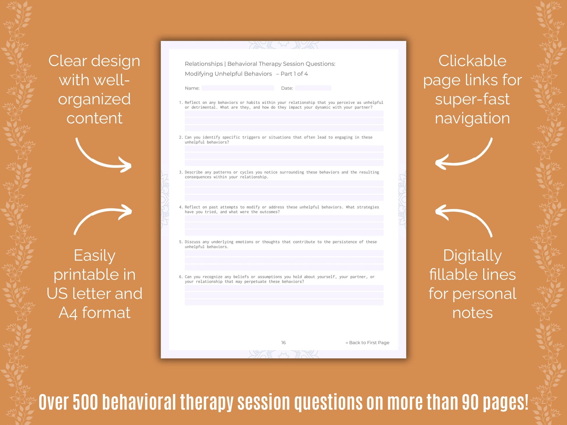 Relationships Behavioral Therapy Counseling Templates