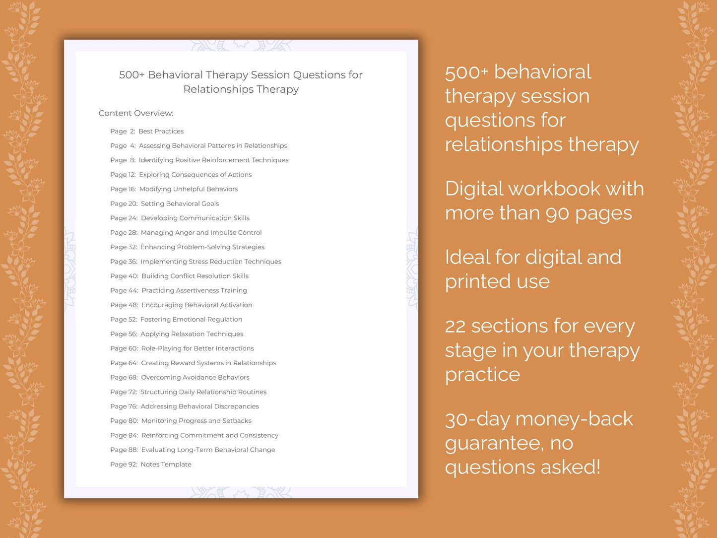 Relationships Behavioral Therapy Therapist Worksheets