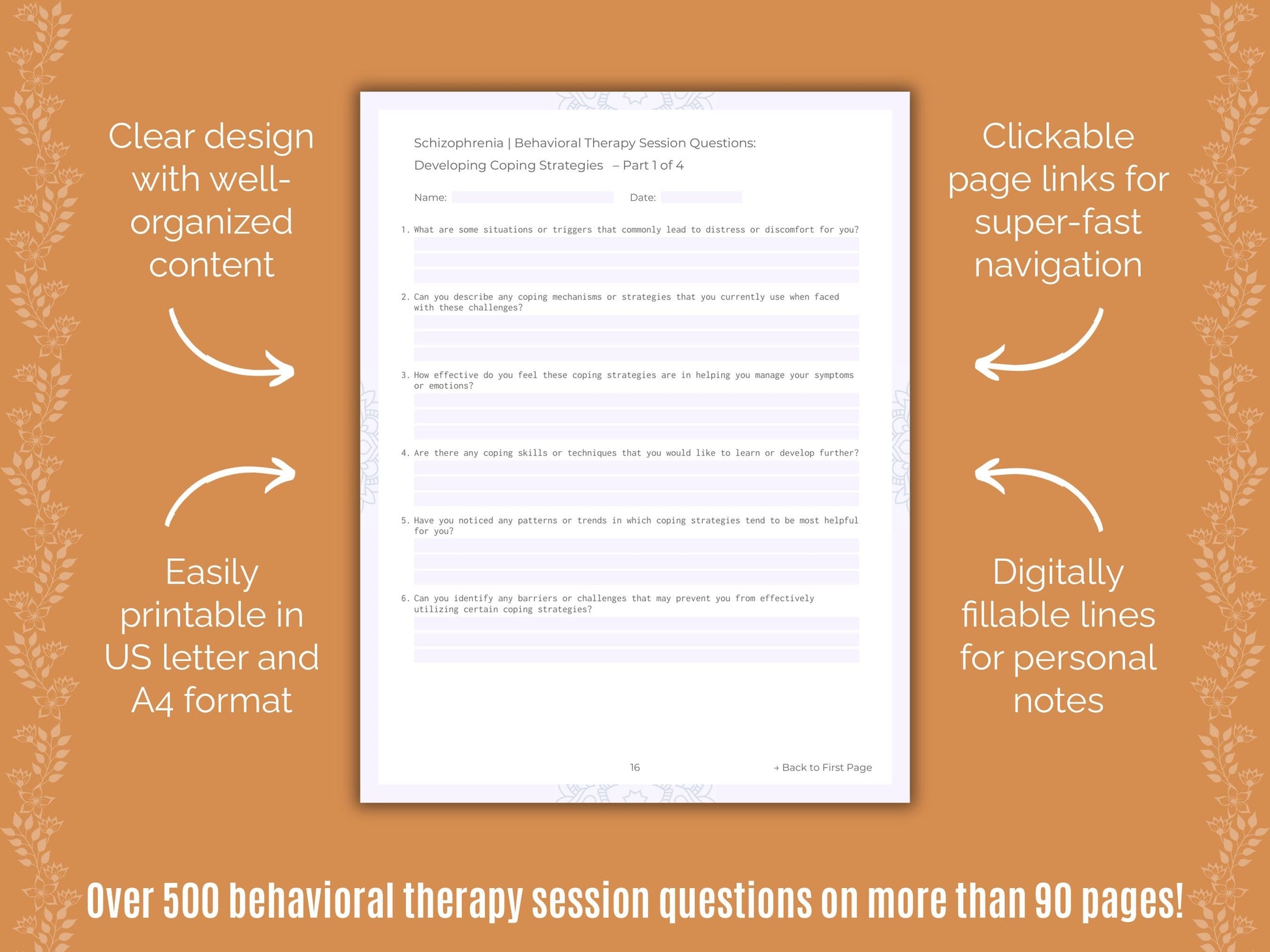 Schizophrenia Behavioral Therapy Counseling Templates