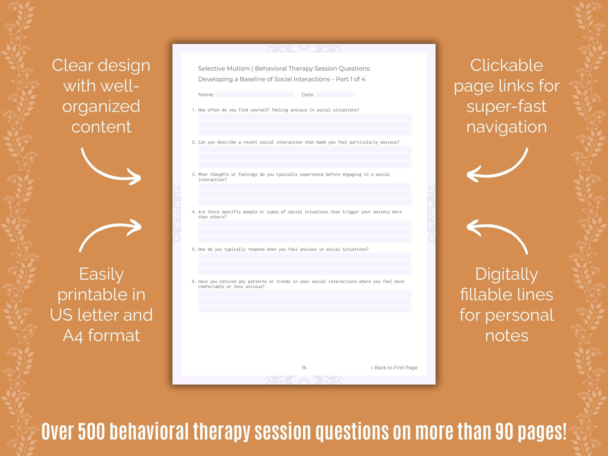 Selective Mutism Behavioral Therapy Counseling Templates