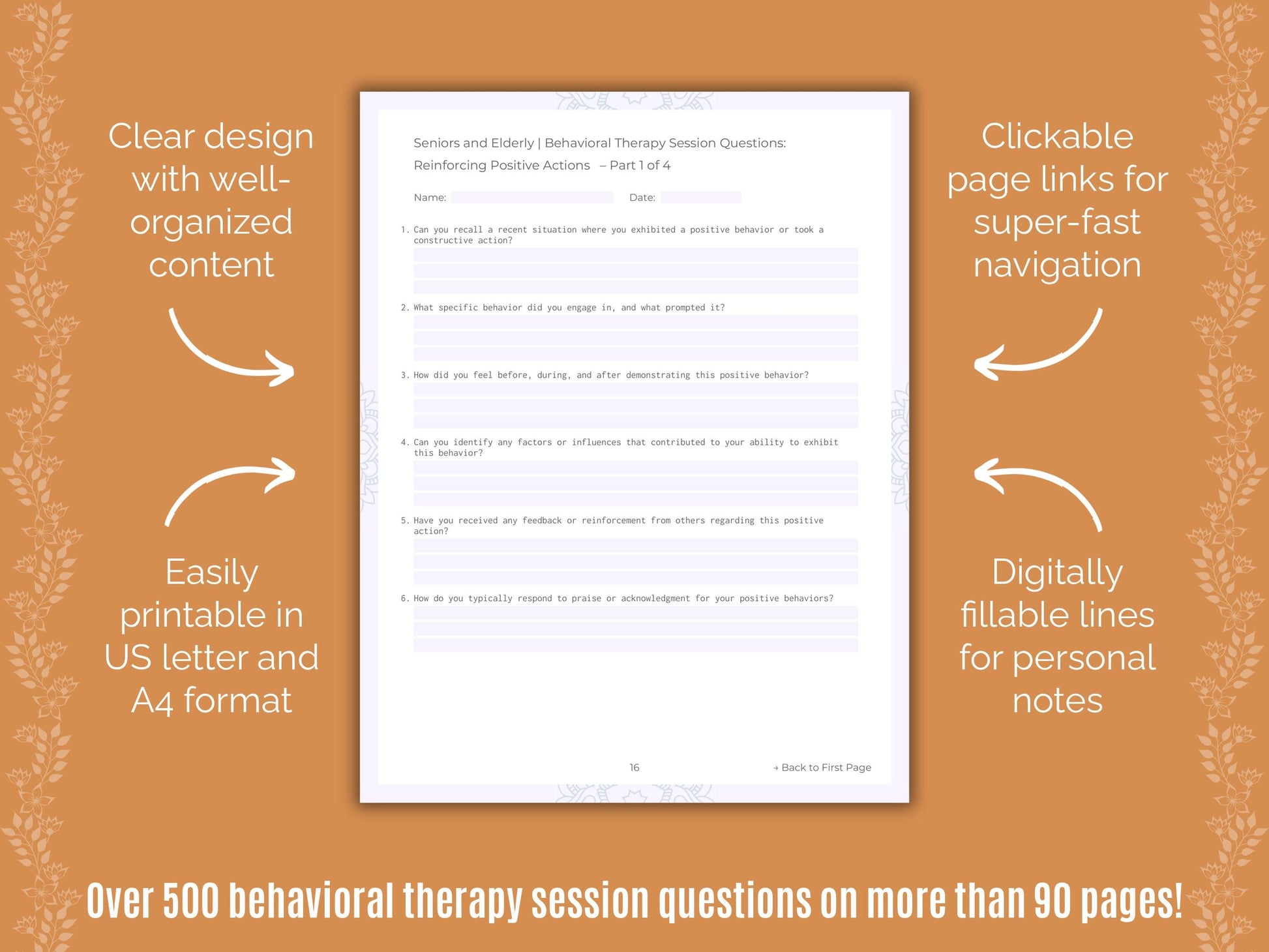 Seniors and Elderly Behavioral Therapy Counseling Templates