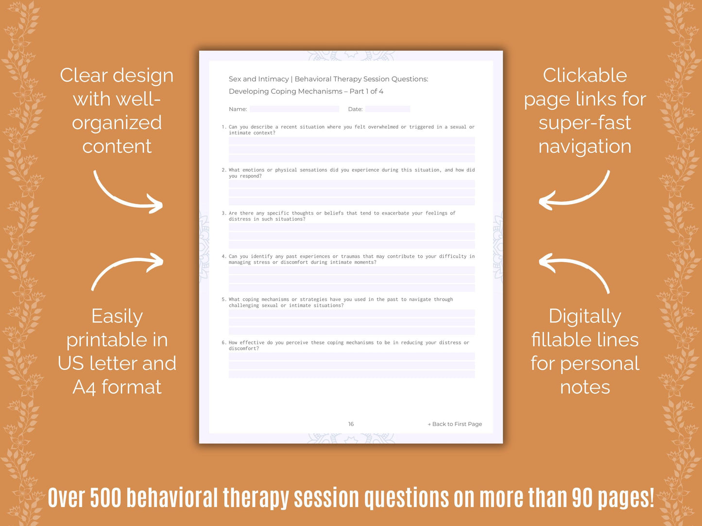 Sex and Intimacy Behavioral Therapy Counseling Templates