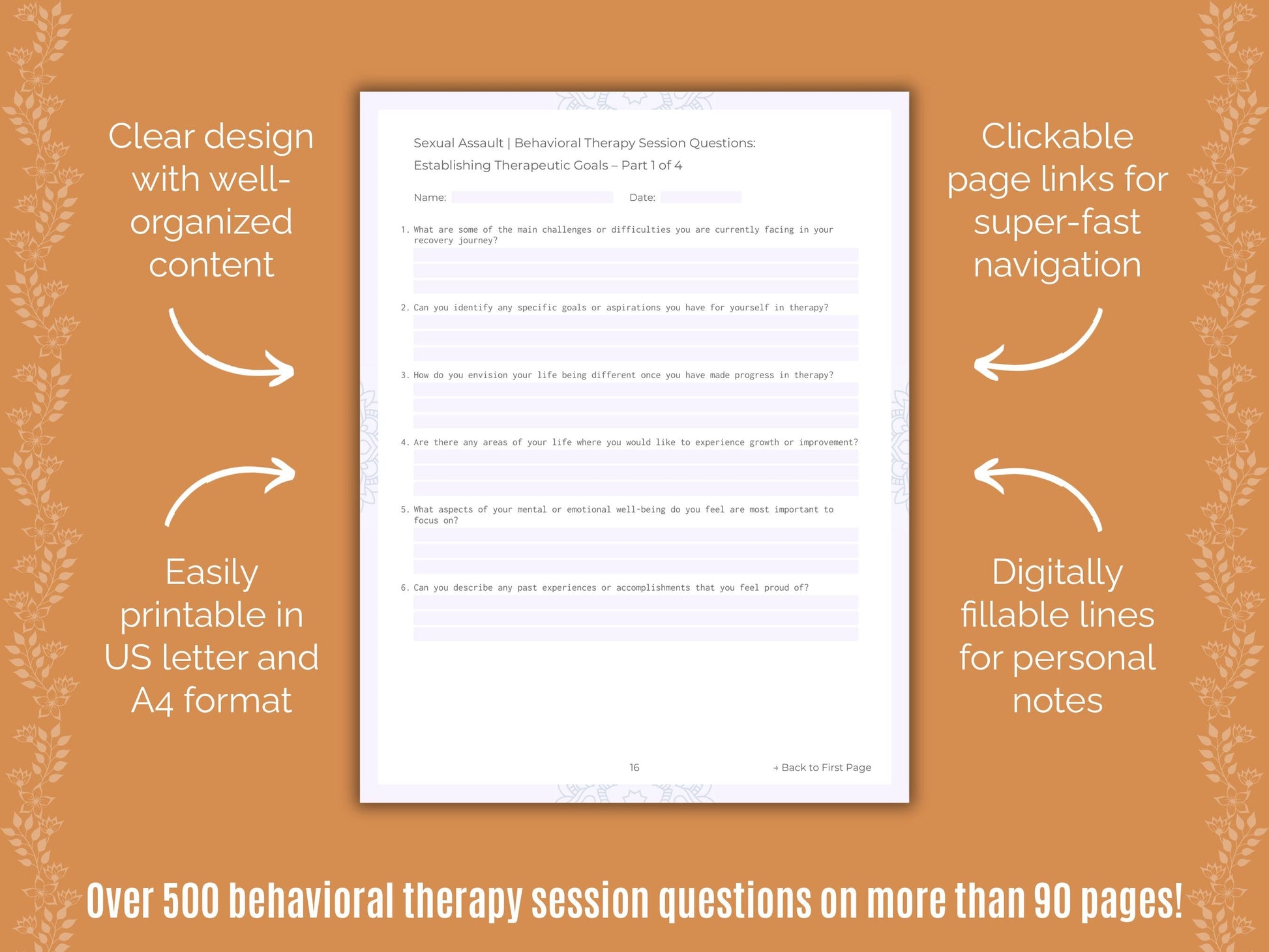 Sexual Assault Behavioral Therapy Counseling Templates