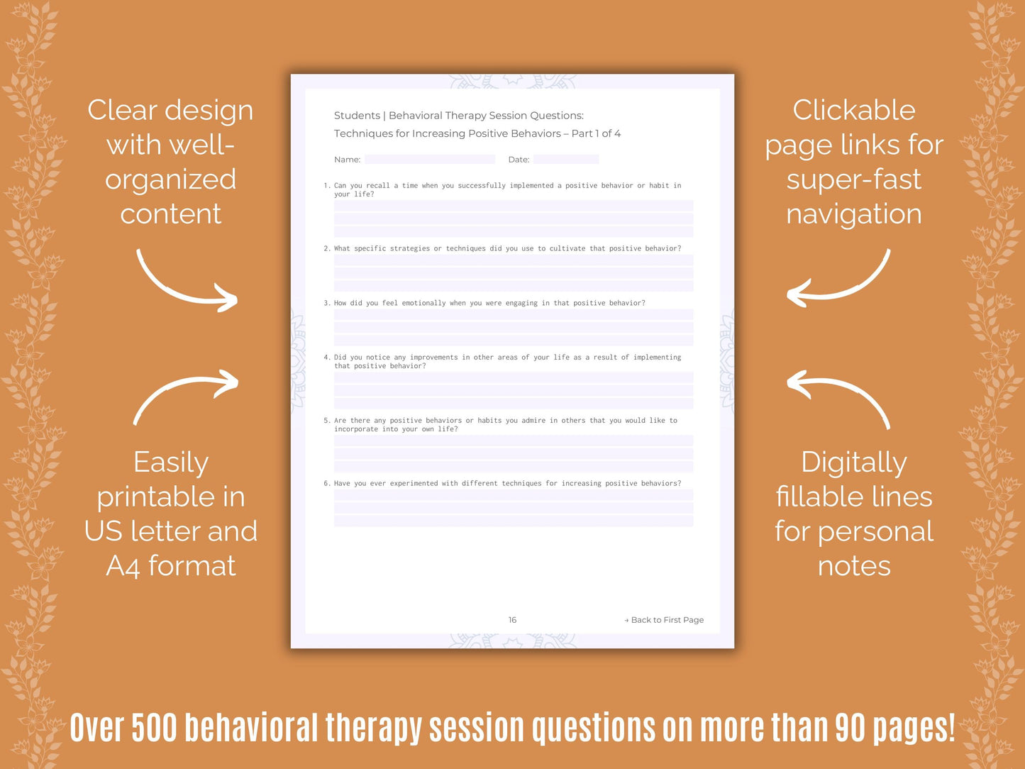 Students Behavioral Therapy Counseling Templates