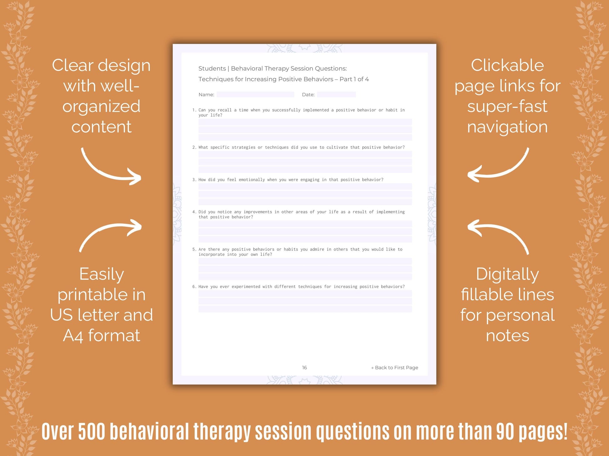 Students Behavioral Therapy Counseling Templates