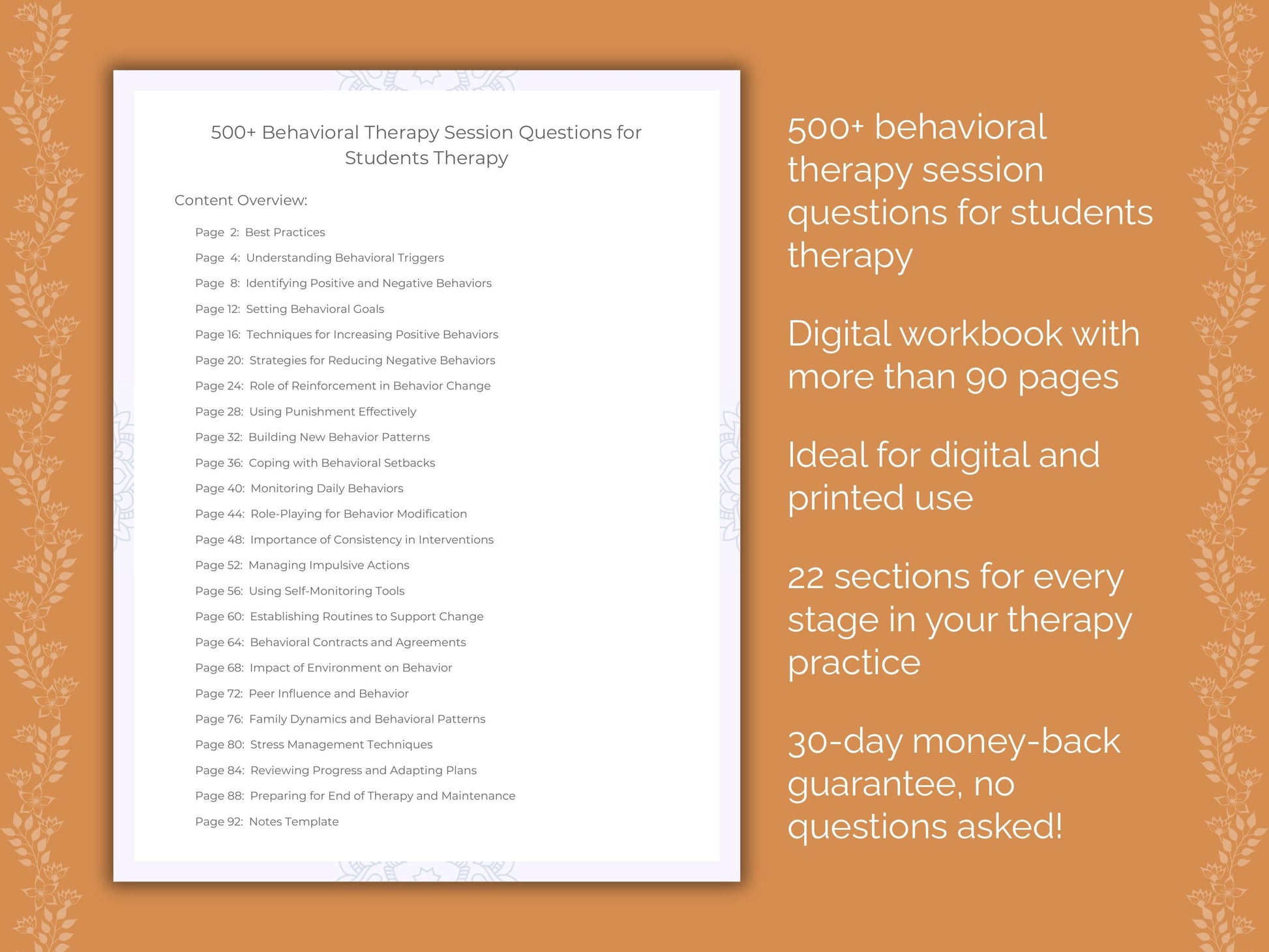 Students Behavioral Therapy Therapist Worksheets