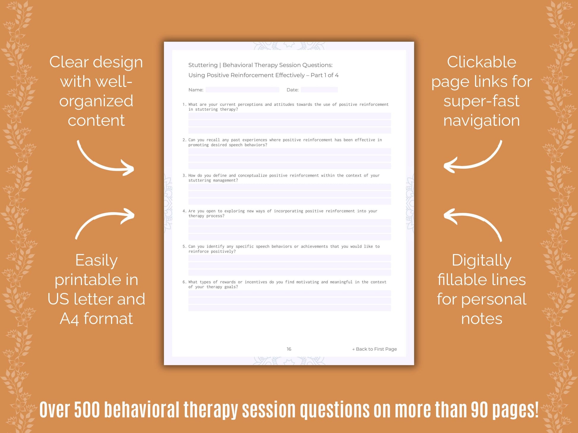 Stuttering Behavioral Therapy Counseling Templates