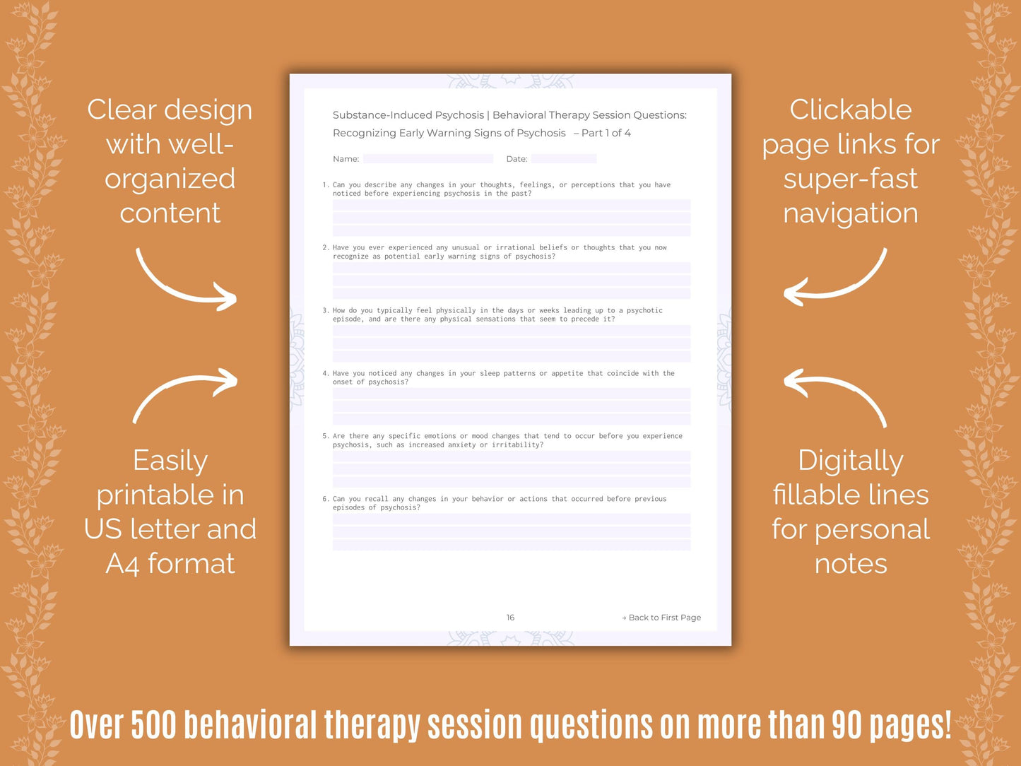 Substance-Induced Psychosis Behavioral Therapy Counseling Templates