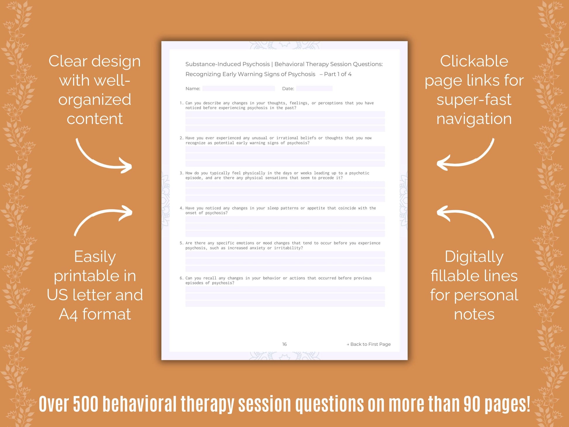 Substance-Induced Psychosis Behavioral Therapy Counseling Templates