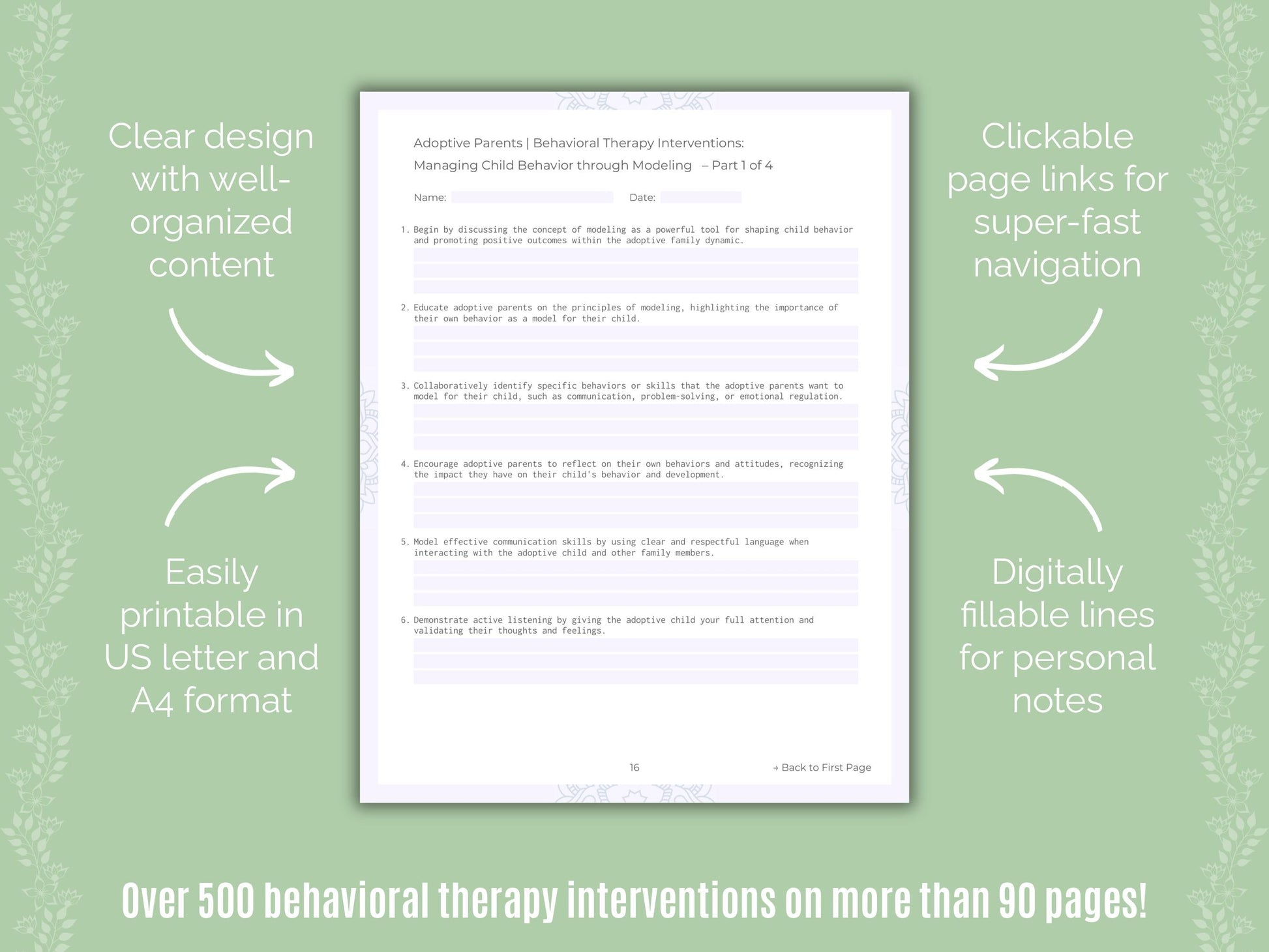 Adoptive Parents Behavioral Therapy Counseling Templates