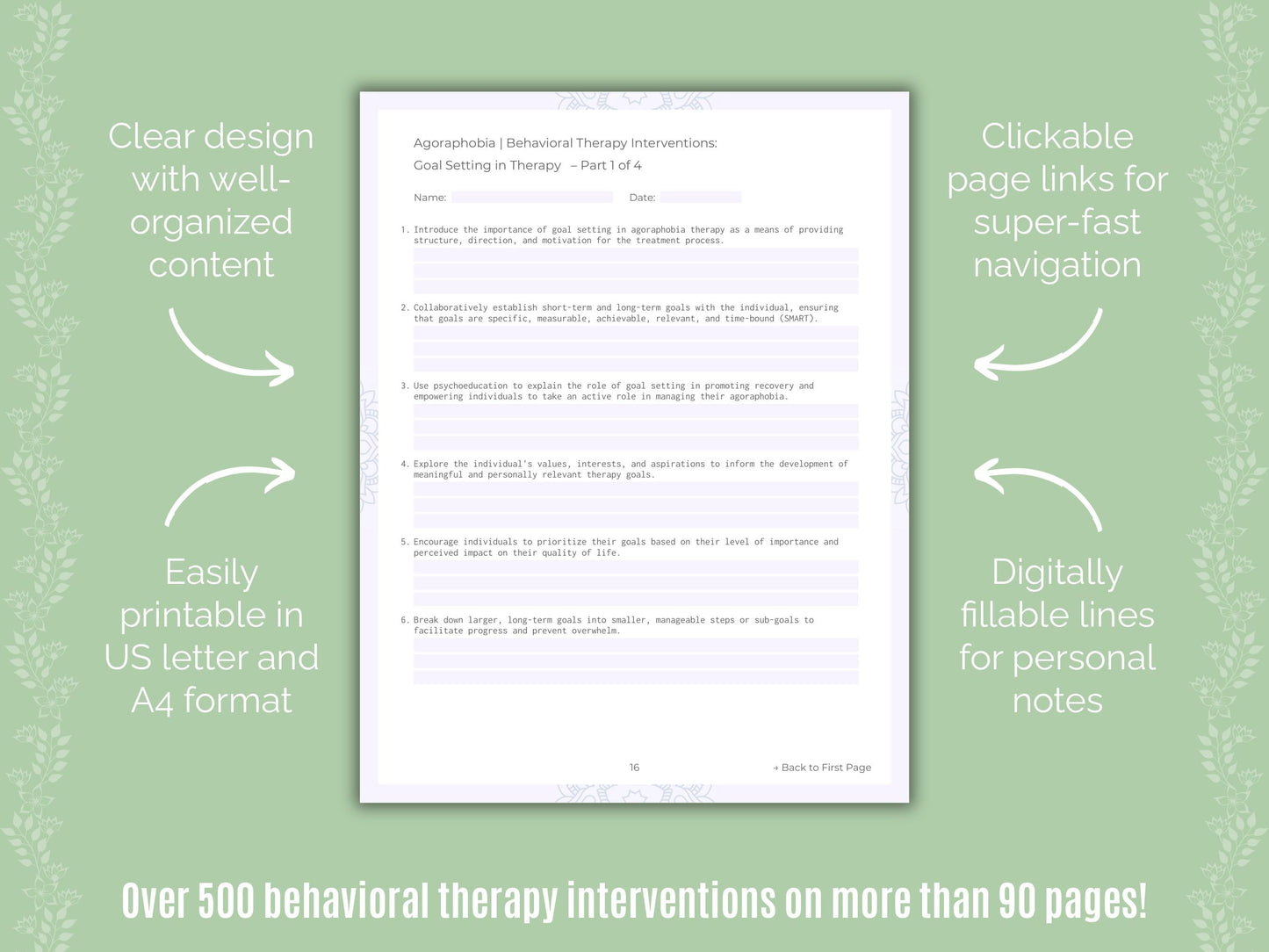 Agoraphobia Behavioral Therapy Counseling Templates