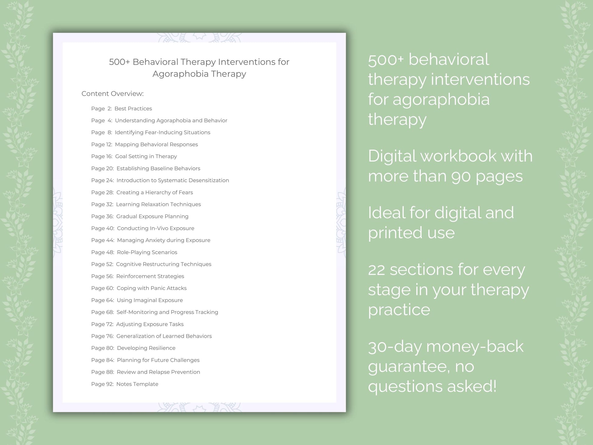 Agoraphobia Behavioral Therapy Therapist Worksheets