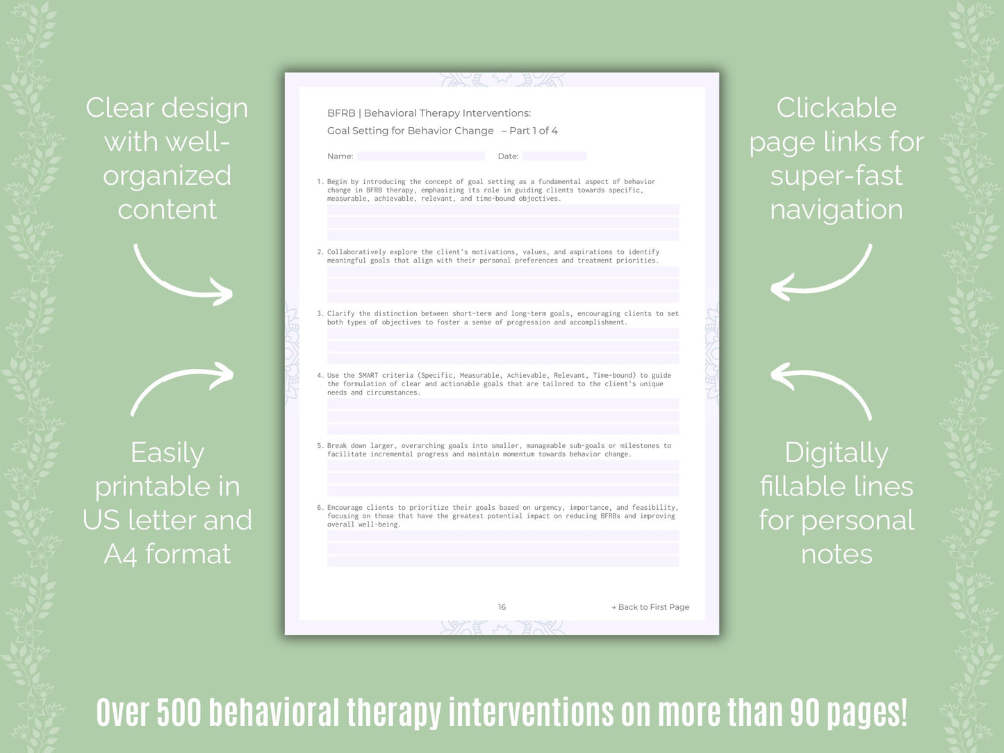 Body-Focused Repetitive Behavior (BFRB) Behavioral Therapy Counseling Templates