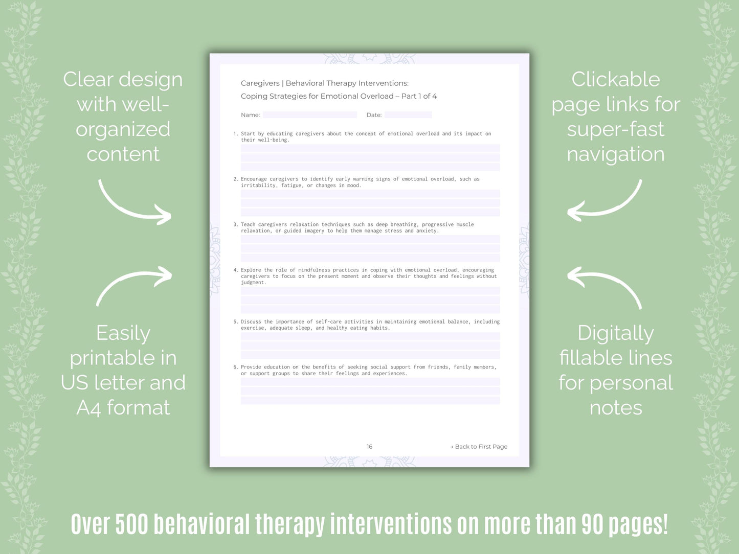 Caregivers Behavioral Therapy Counseling Templates