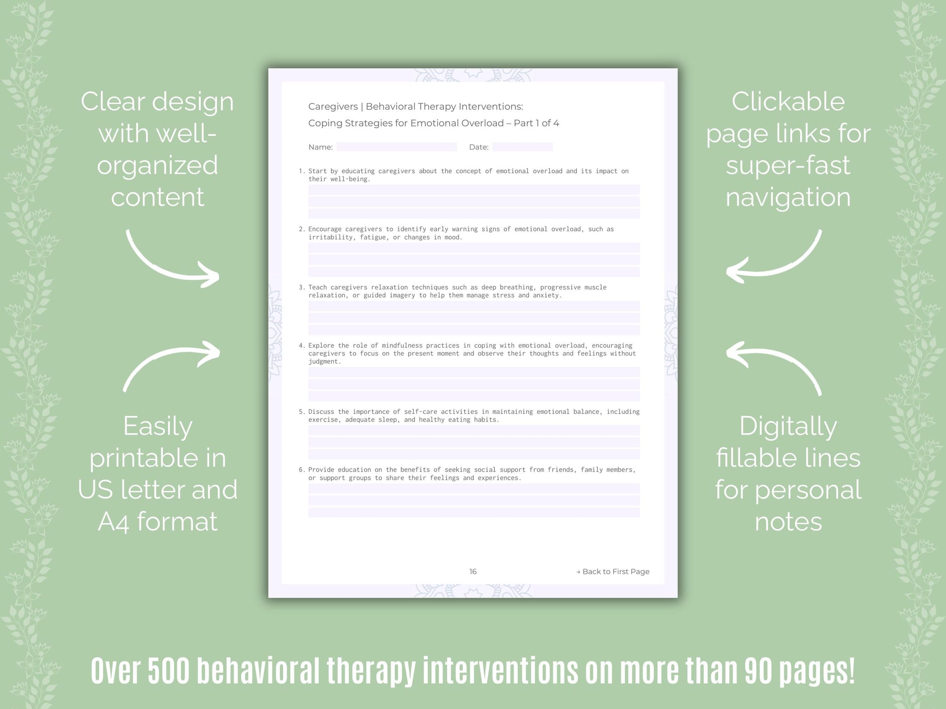 Caregivers Behavioral Therapy Counseling Templates