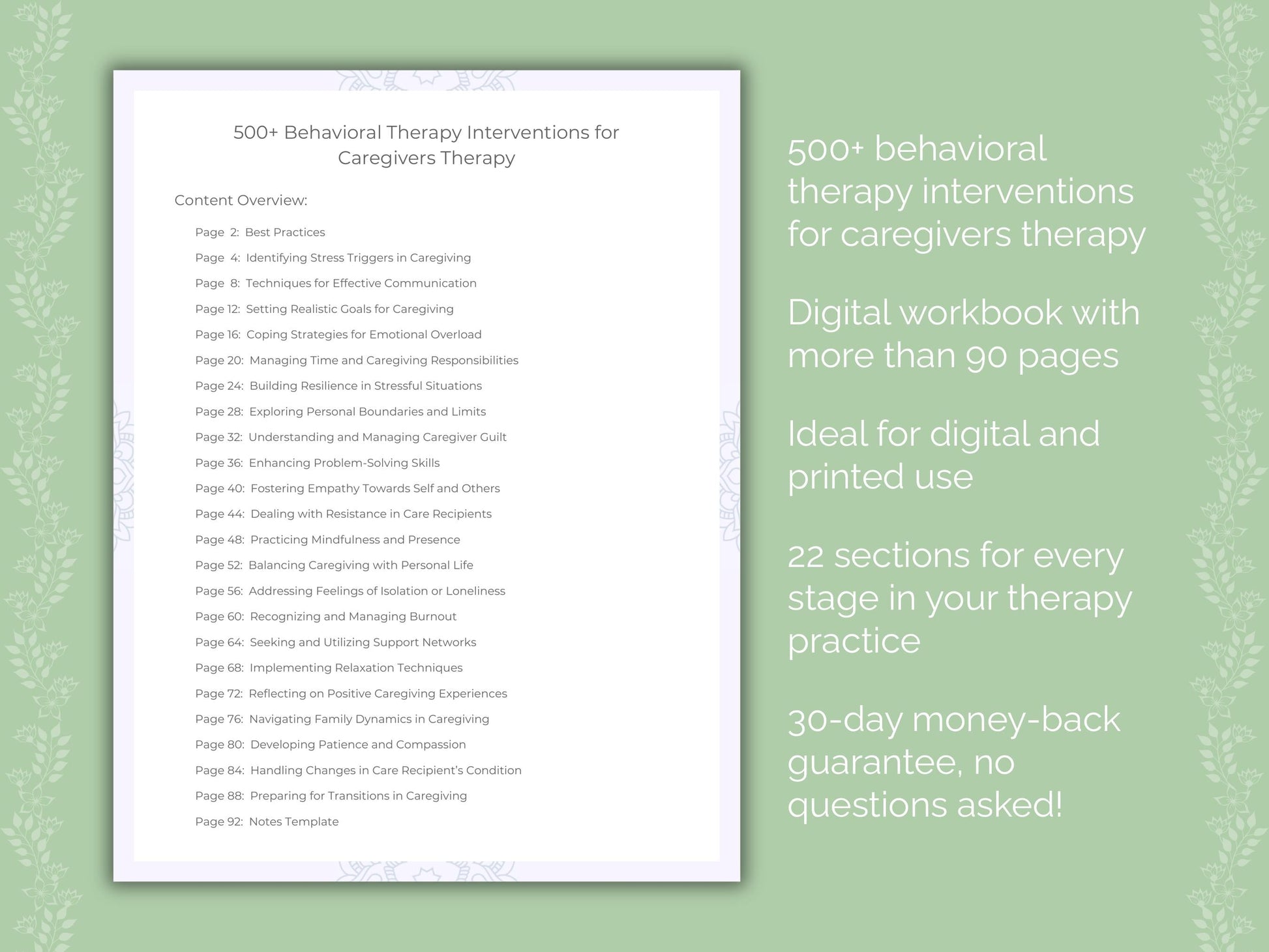 Caregivers Behavioral Therapy Therapist Worksheets