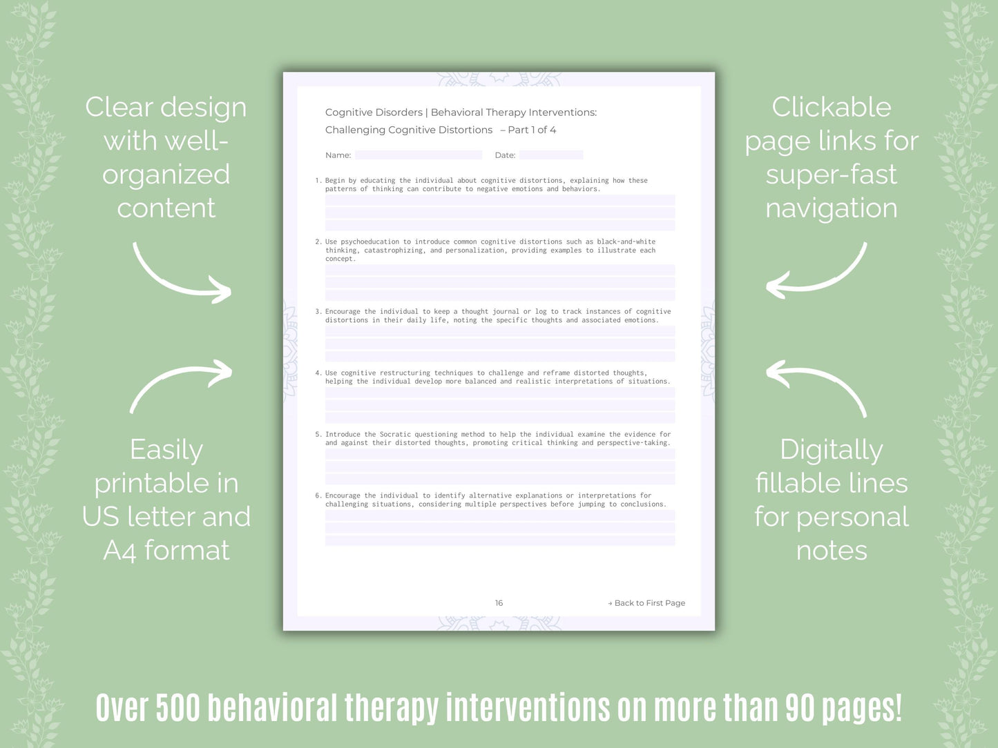 Cognitive Disorders Behavioral Therapy Counseling Templates