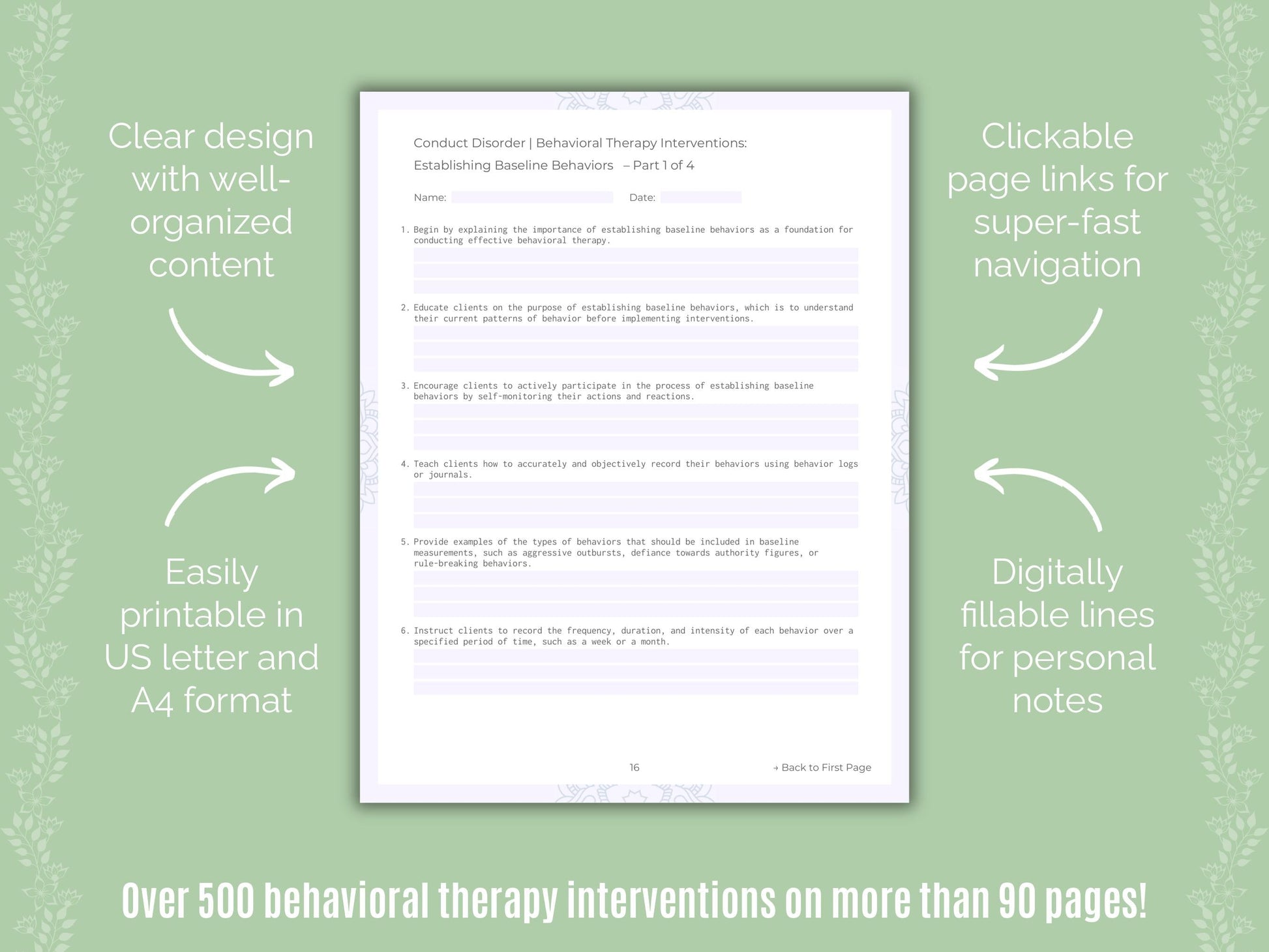 Conduct Disorder Behavioral Therapy Counseling Templates