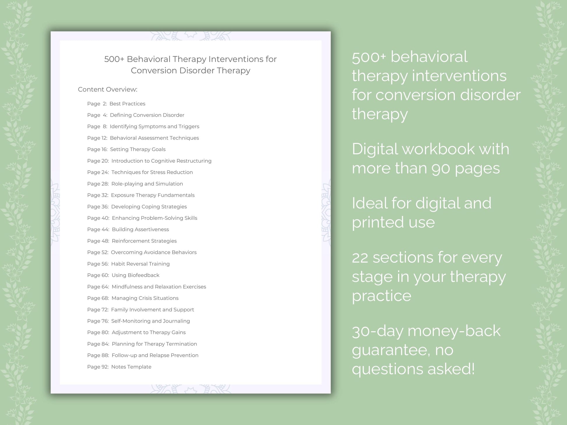 Conversion Disorder Behavioral Therapy Therapist Worksheets