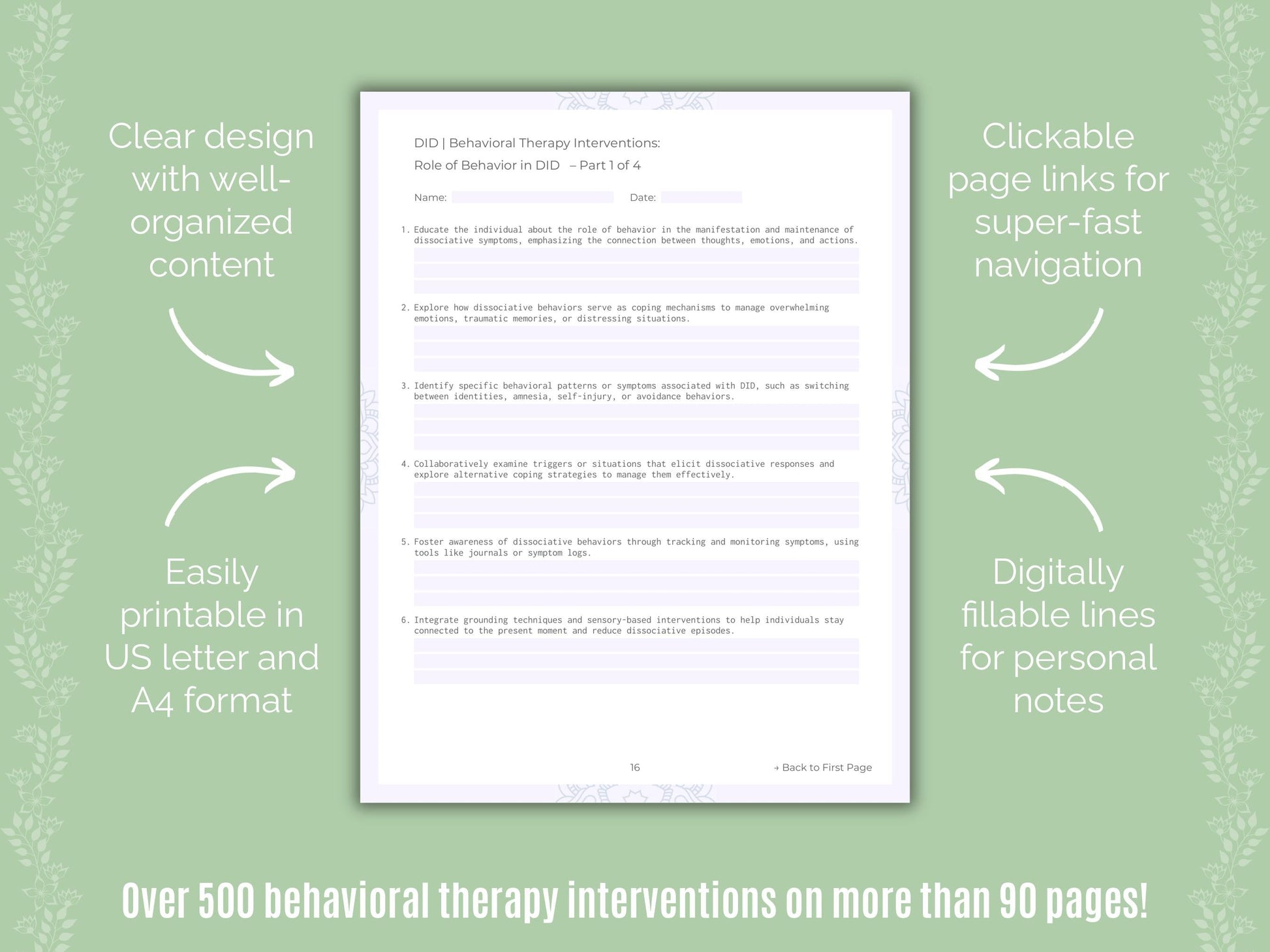 Dissociative Identity Disorder (DID) Behavioral Therapy Counseling Templates