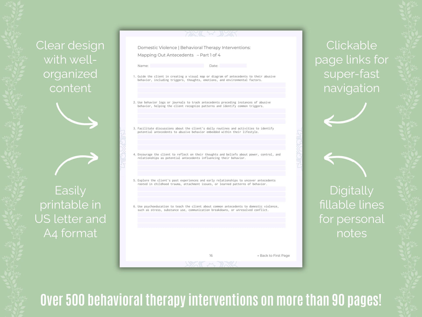 Domestic Violence Behavioral Therapy Counseling Templates