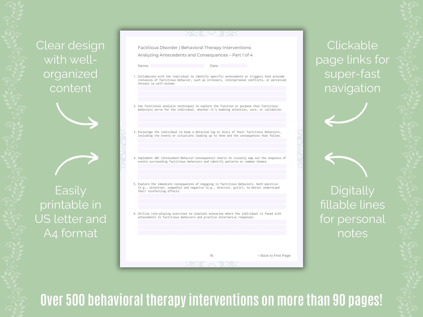 Factitious Disorder Behavioral Therapy Counseling Templates