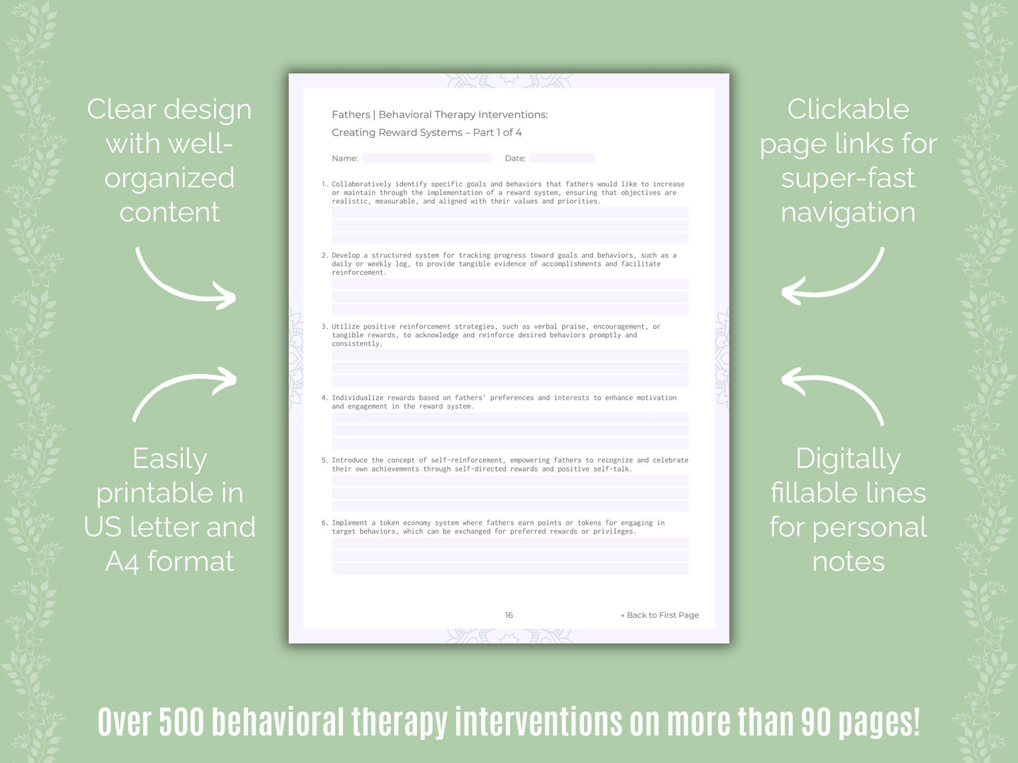 Fathers Behavioral Therapy Counseling Templates