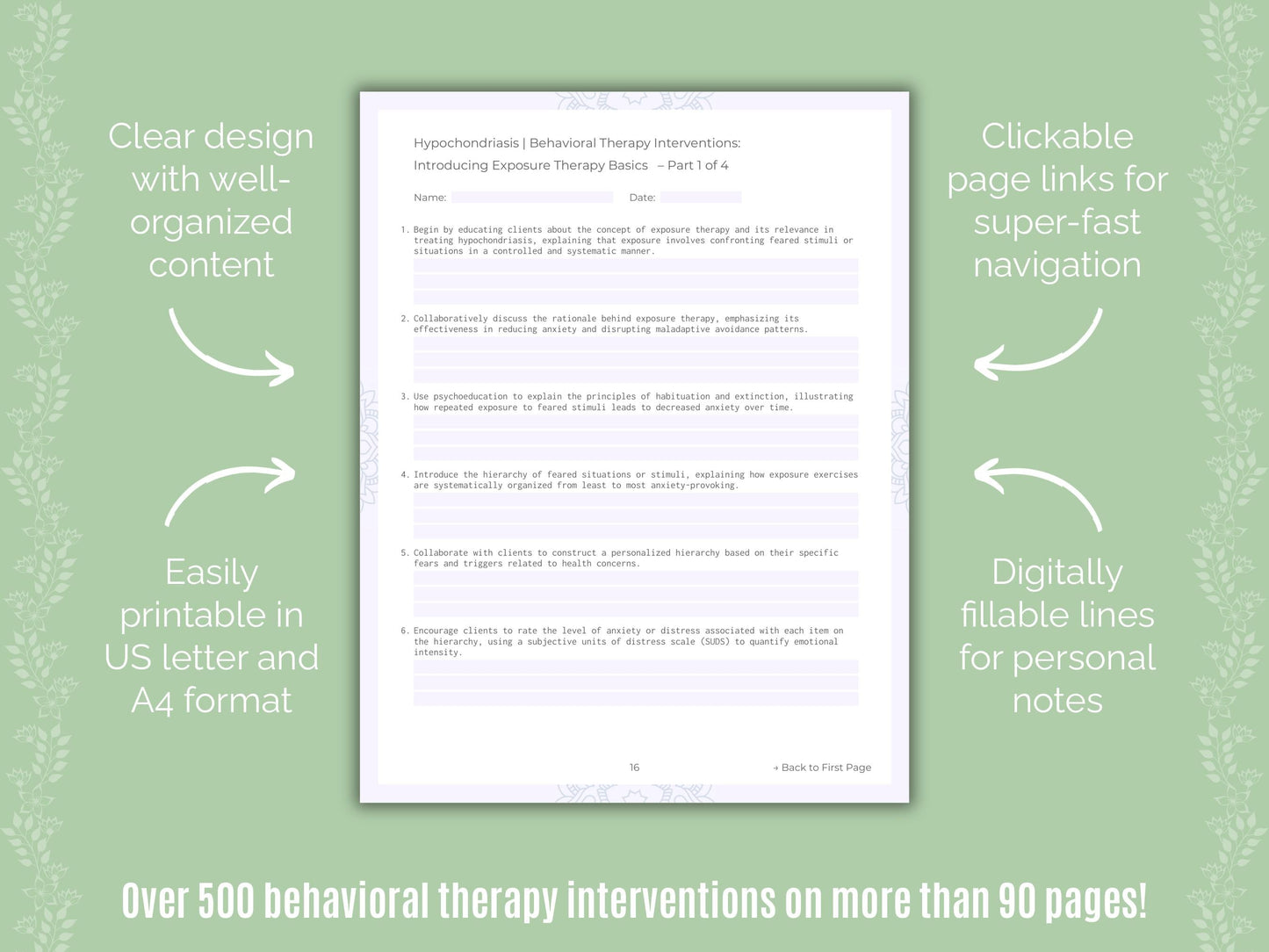 Hypochondriasis Behavioral Therapy Counseling Templates