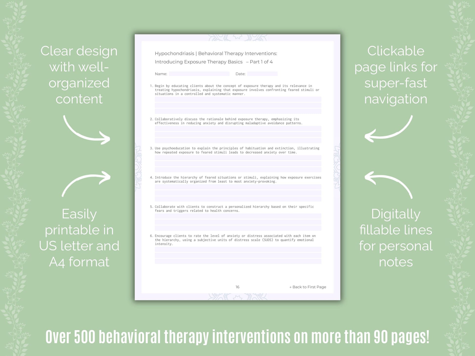 Hypochondriasis Behavioral Therapy Counseling Templates