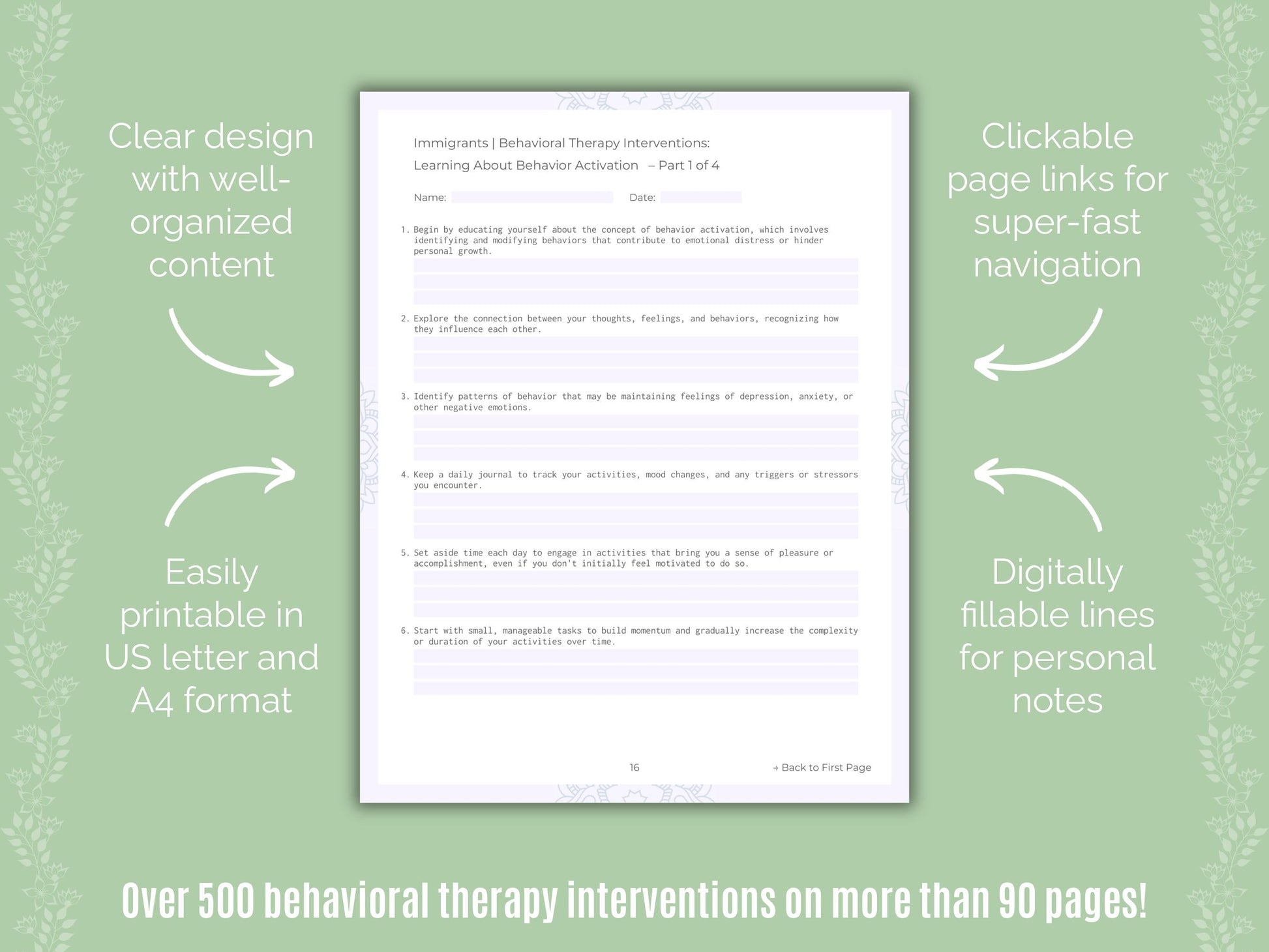 Immigrants Behavioral Therapy Counseling Templates