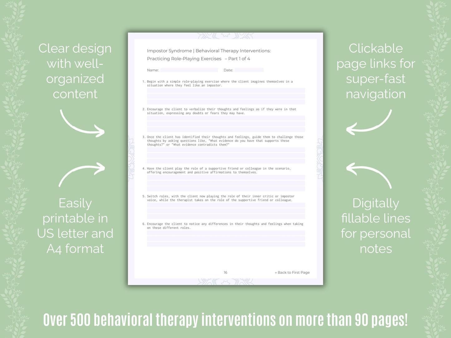 Impostor Syndrome Behavioral Therapy Counseling Templates