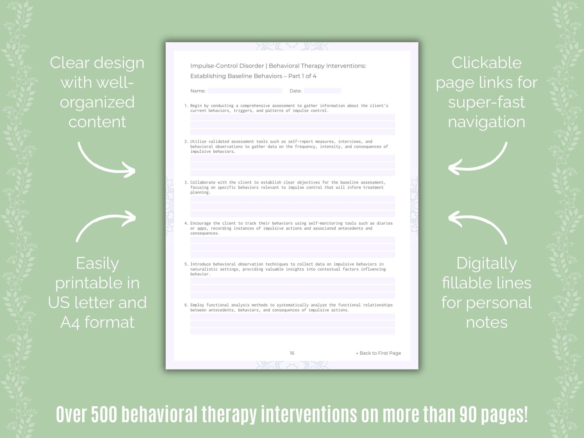 Impulse-Control Disorder (ICD) Behavioral Therapy Counseling Templates