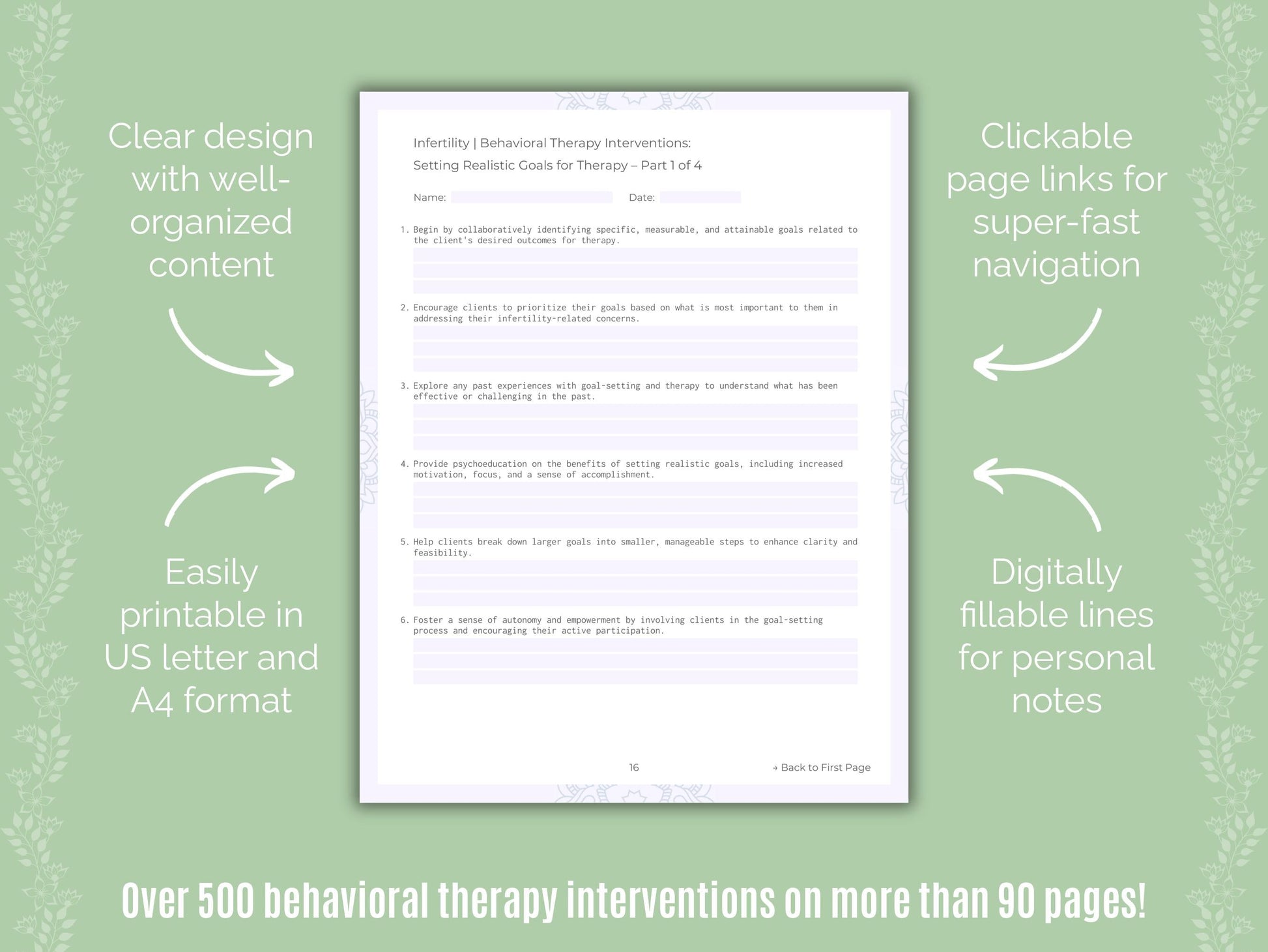 Infertility Behavioral Therapy Counseling Templates