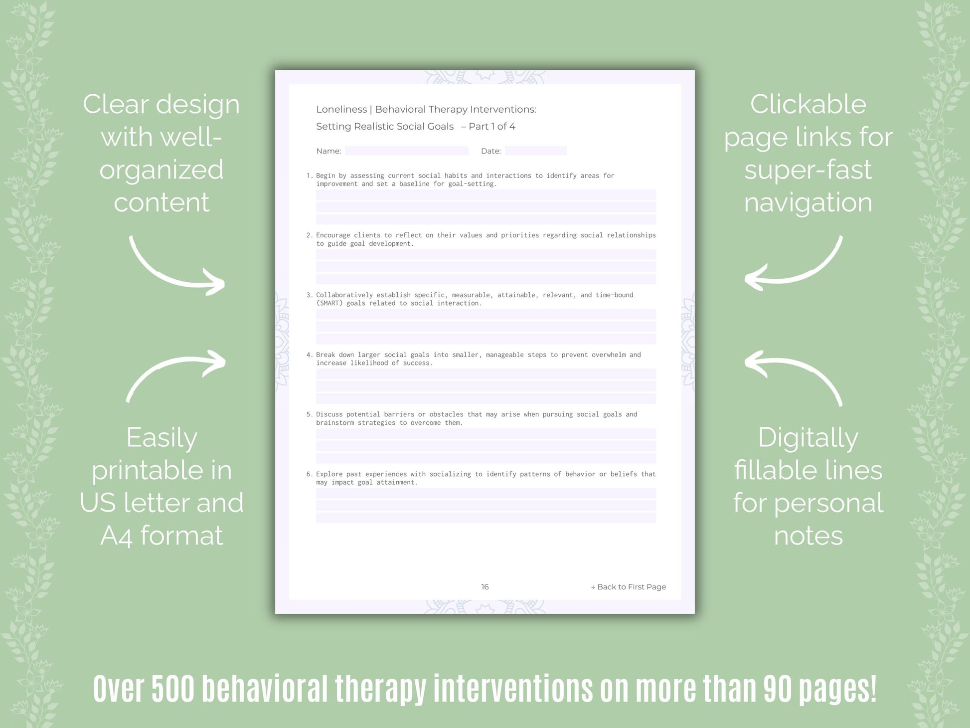 Loneliness Behavioral Therapy Counseling Templates