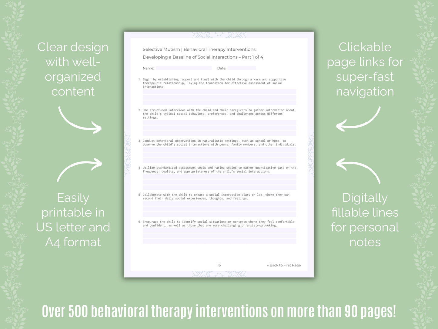 Selective Mutism Behavioral Therapy Counseling Templates