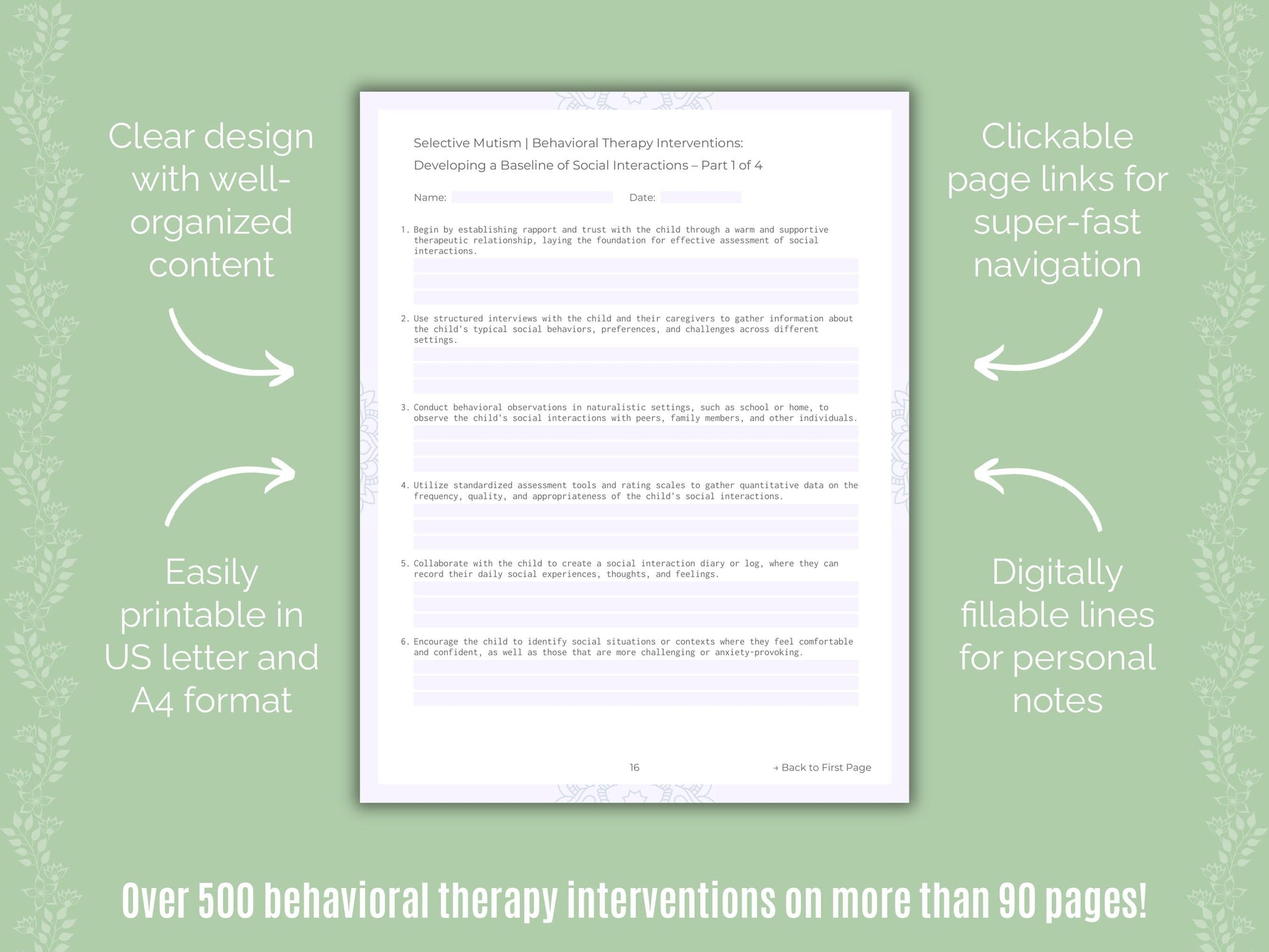 Selective Mutism Behavioral Therapy Counseling Templates