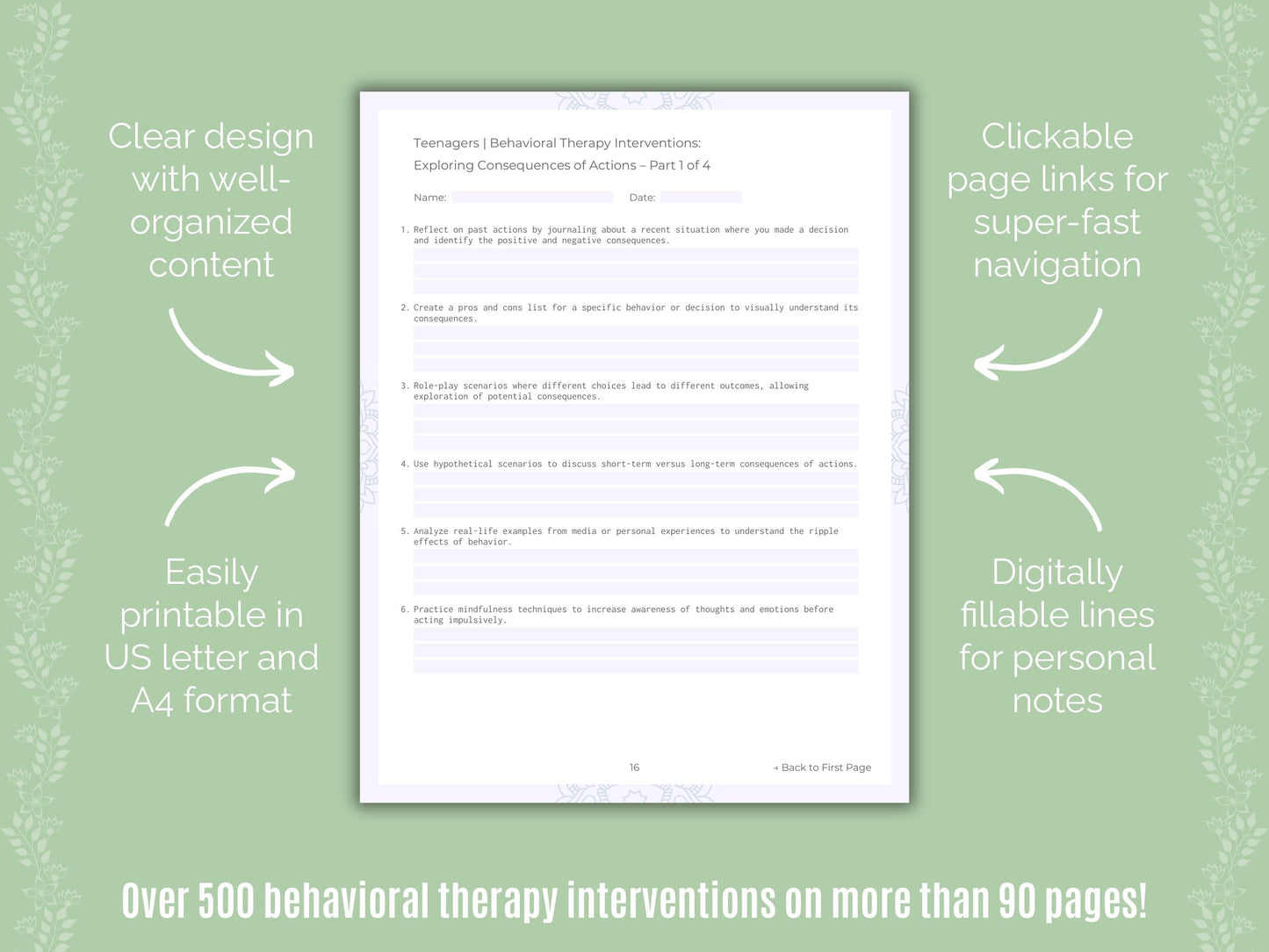 Teenagers Behavioral Therapy Counseling Templates