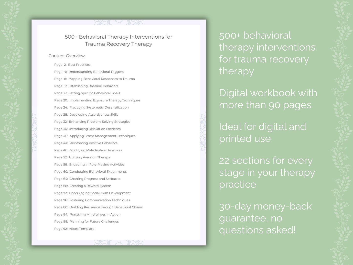 Trauma Recovery Behavioral Therapy Therapist Worksheets