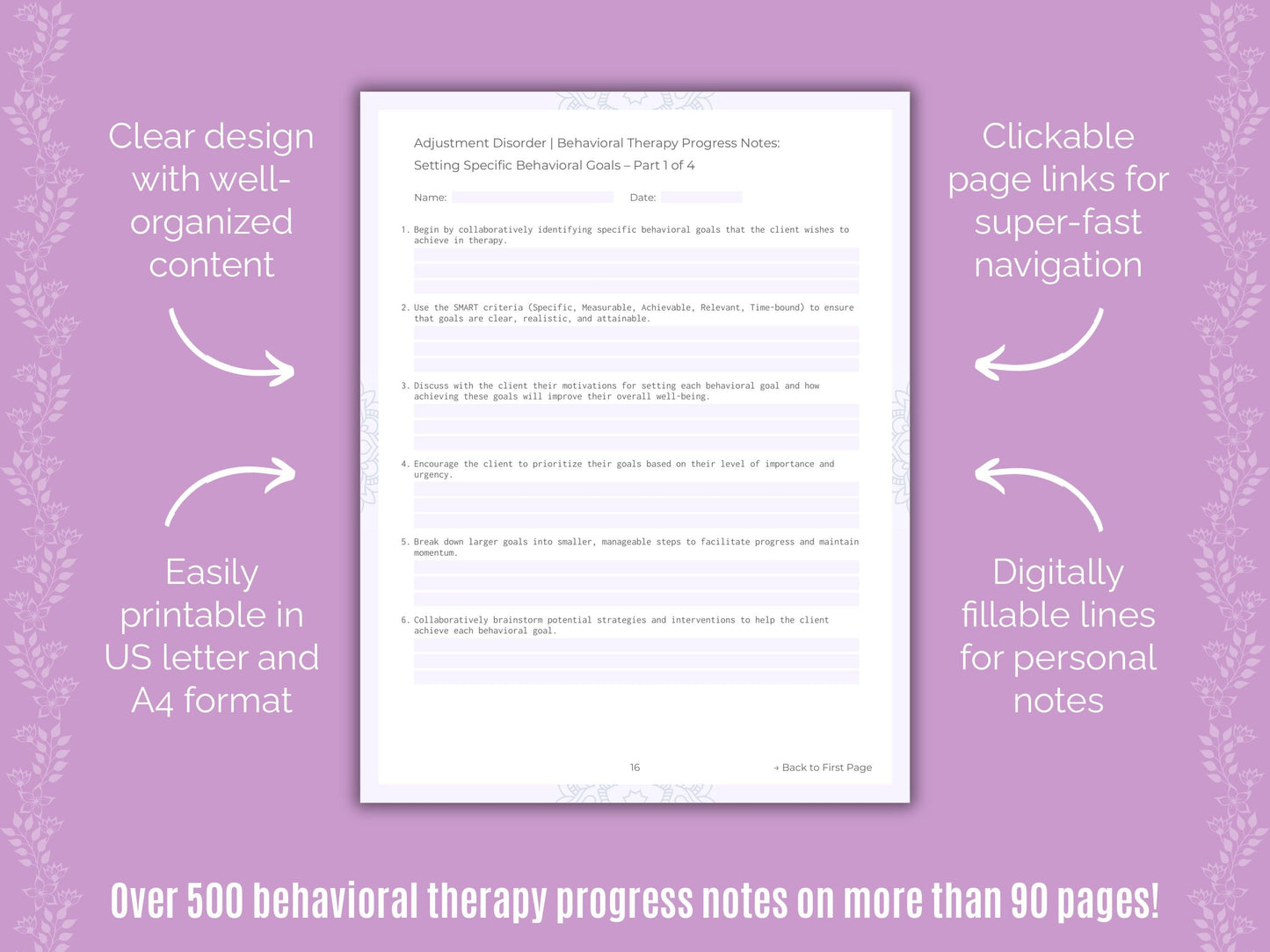 Adjustment Disorder Behavioral Therapy Counseling Templates