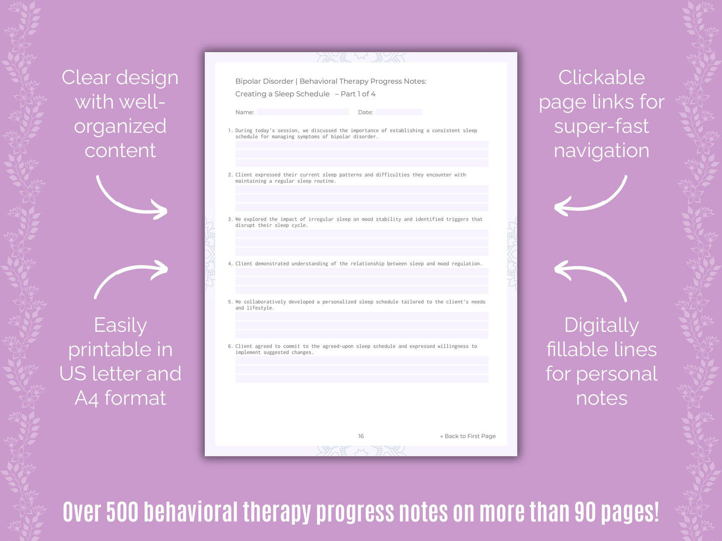 Bipolar Disorder Behavioral Therapy Counseling Templates