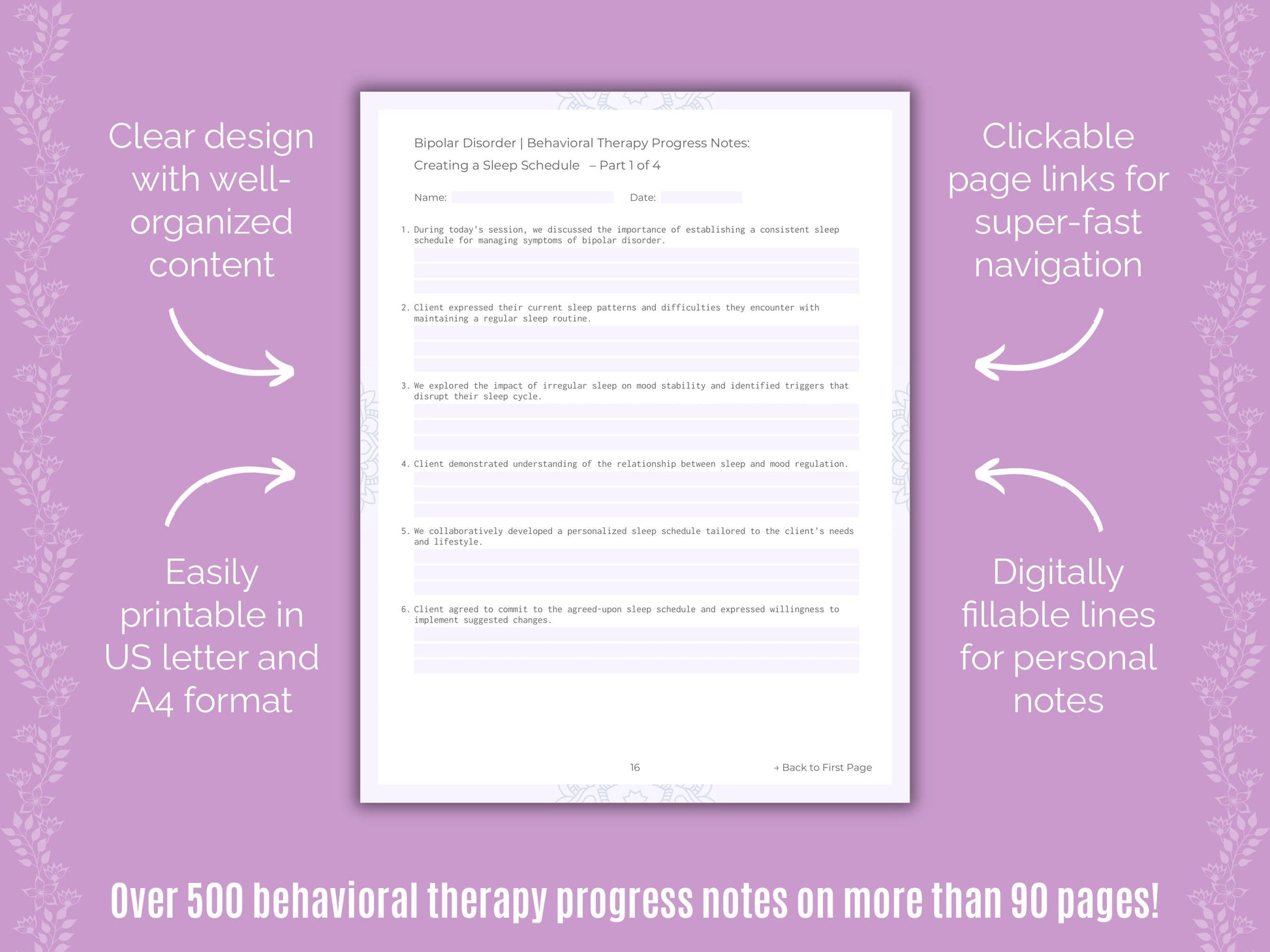 Bipolar Disorder Behavioral Therapy Counseling Templates