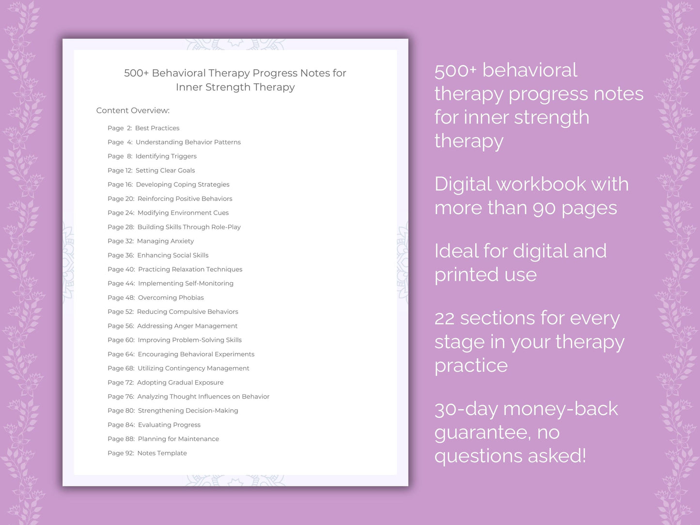 Inner Strength Behavioral Therapy Therapist Worksheets