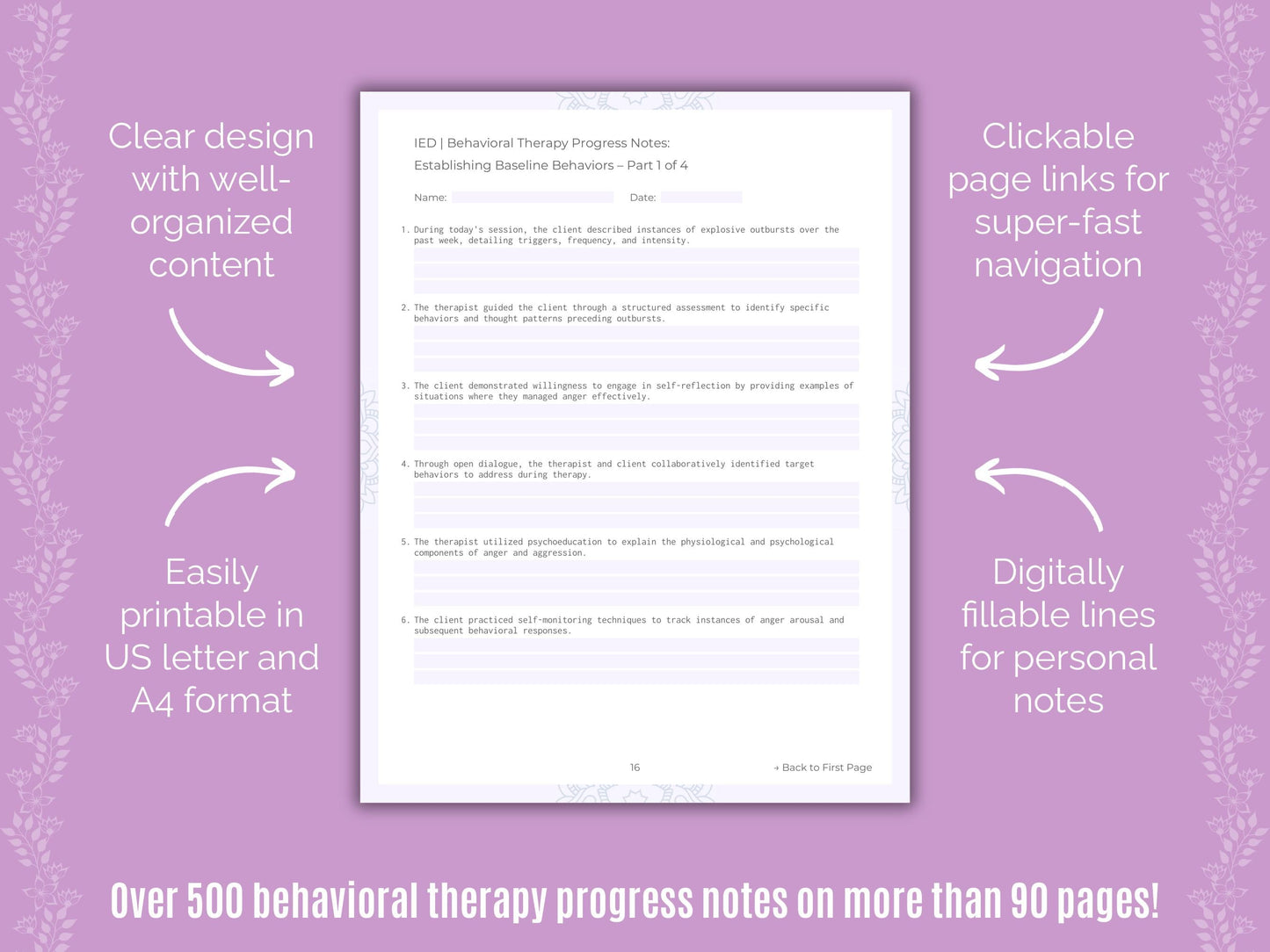 Intermittent Explosive Disorder (IED) Behavioral Therapy Counseling Templates