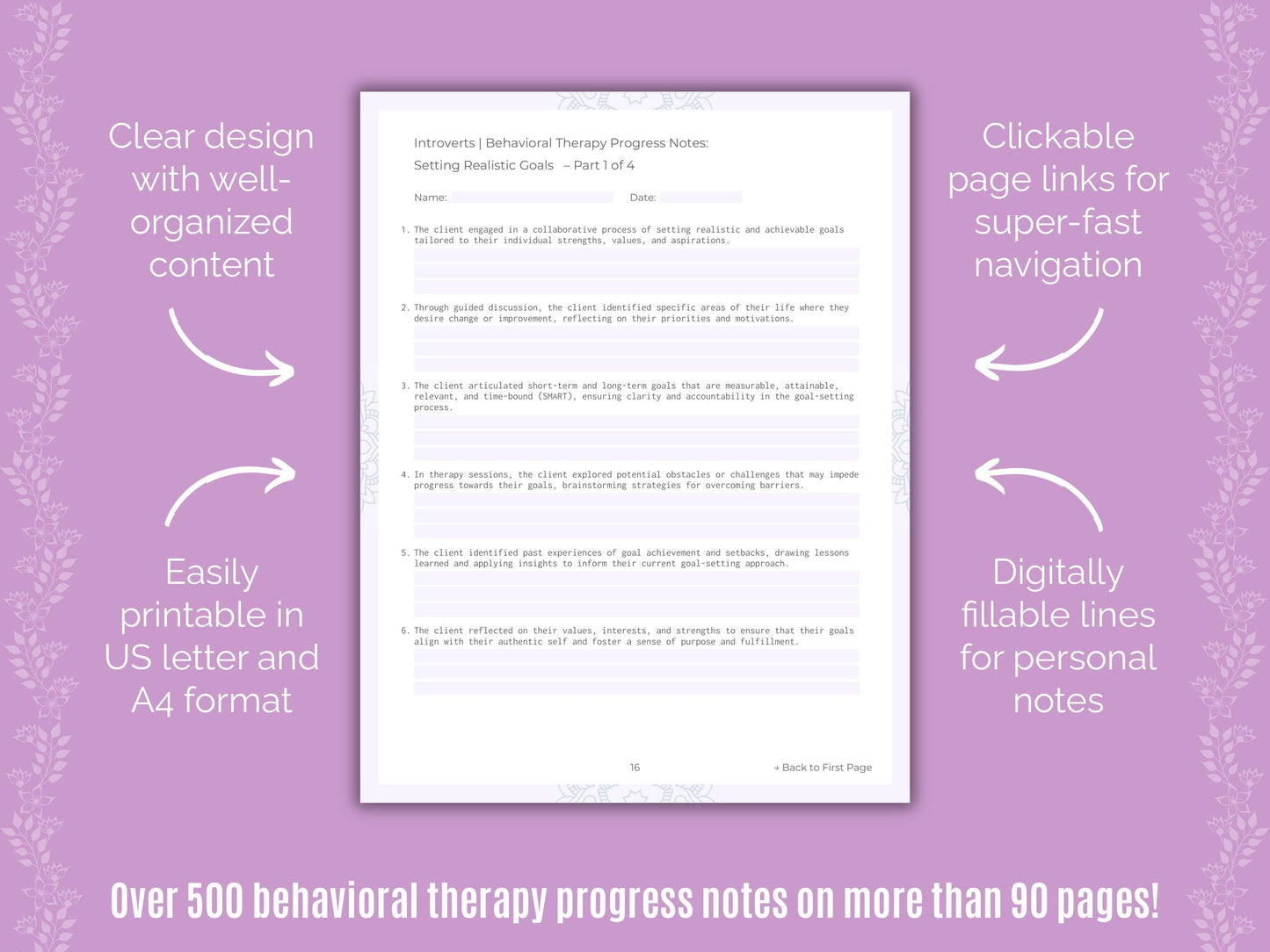 Introversion Behavioral Therapy Counseling Templates