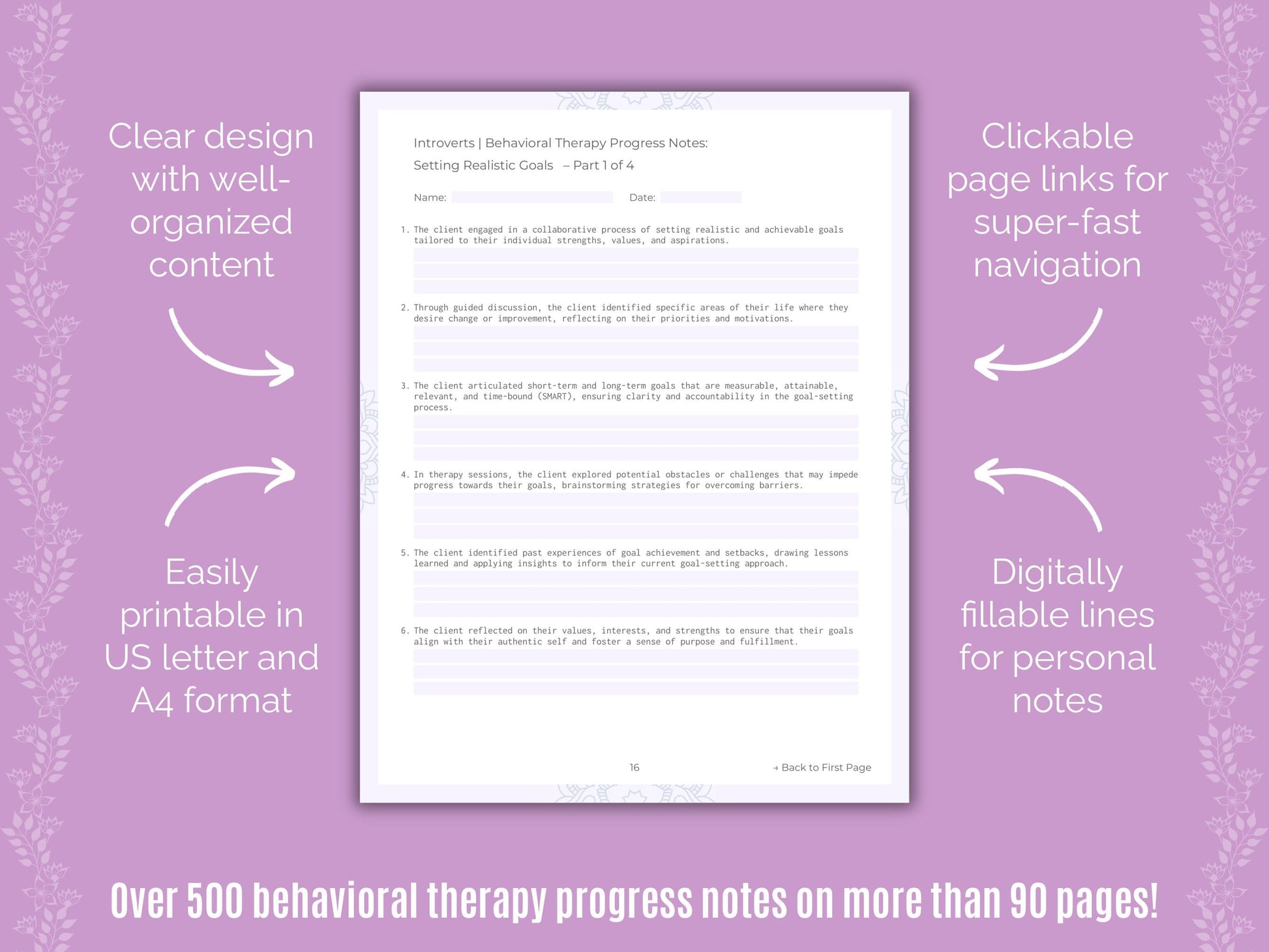 Introversion Behavioral Therapy Counseling Templates