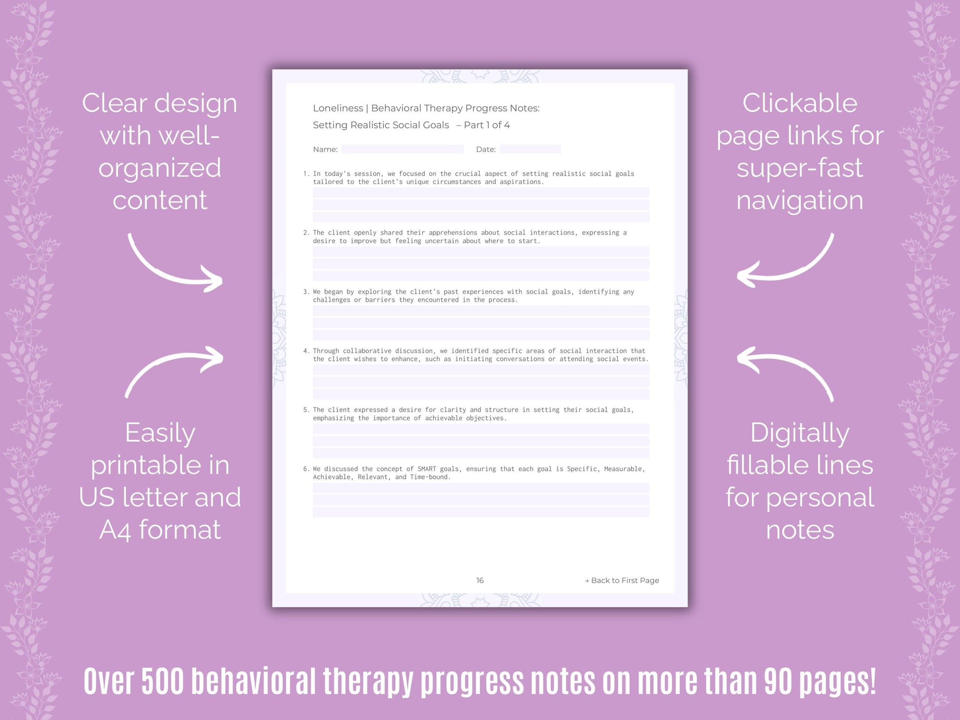 Loneliness Behavioral Therapy Counseling Templates