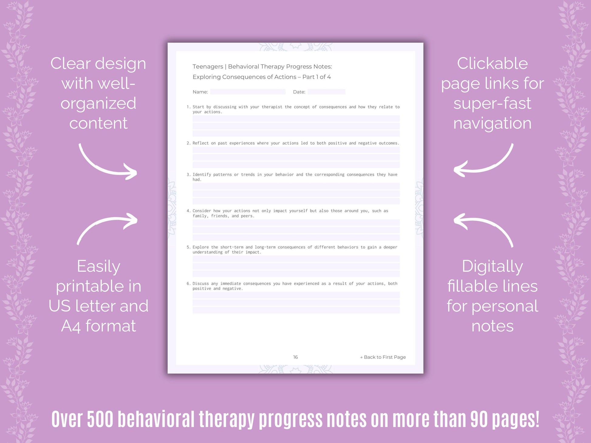 Teenagers Behavioral Therapy Counseling Templates